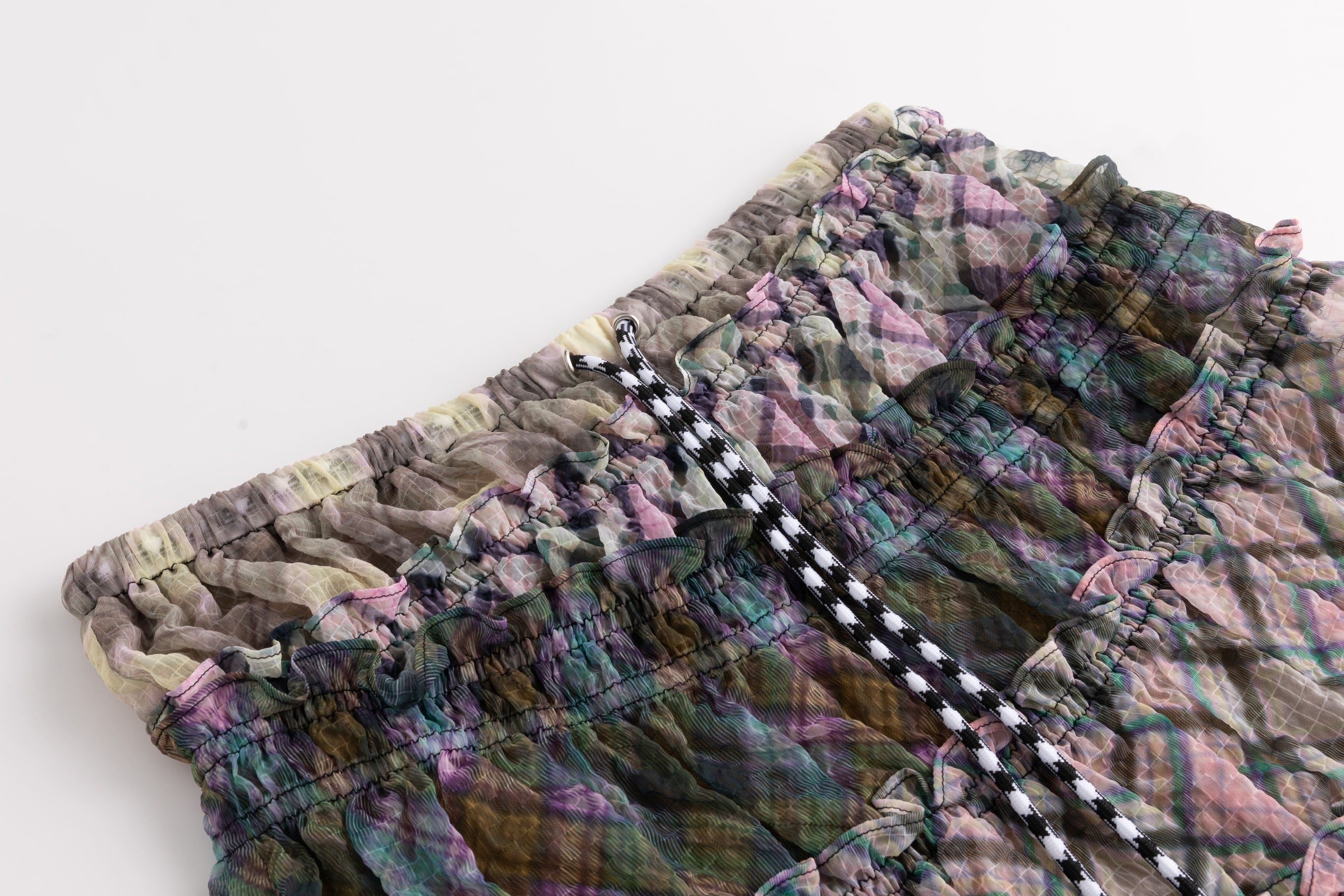 Multi-Plaid Chiffon Block Skirt