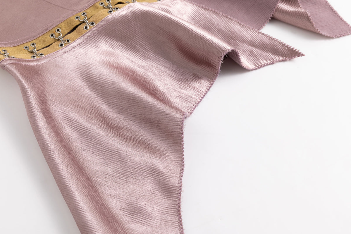 Pastel Pink Wavy Satin Skirt Halter Top