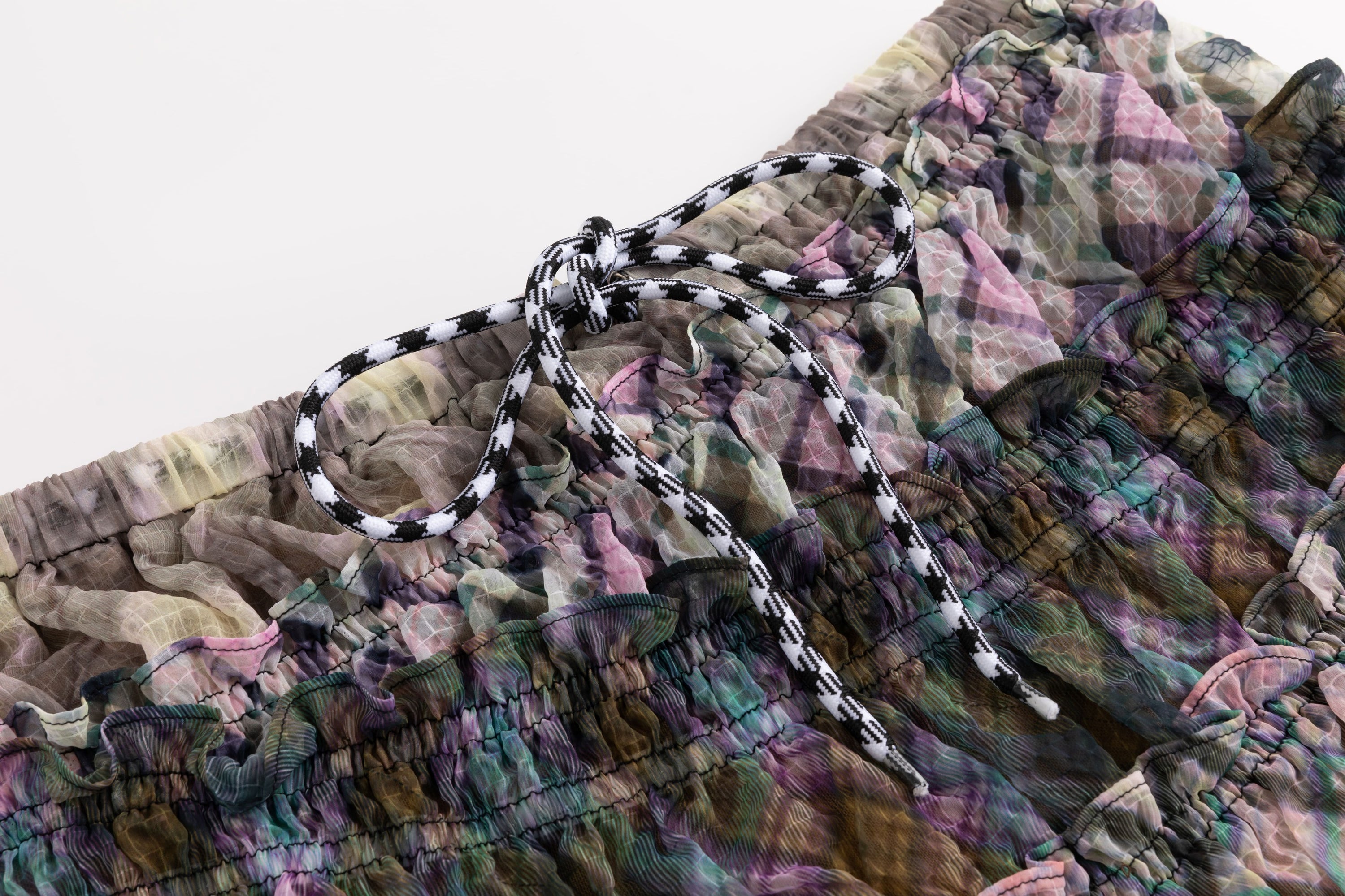 Multi-Plaid Chiffon Block Skirt