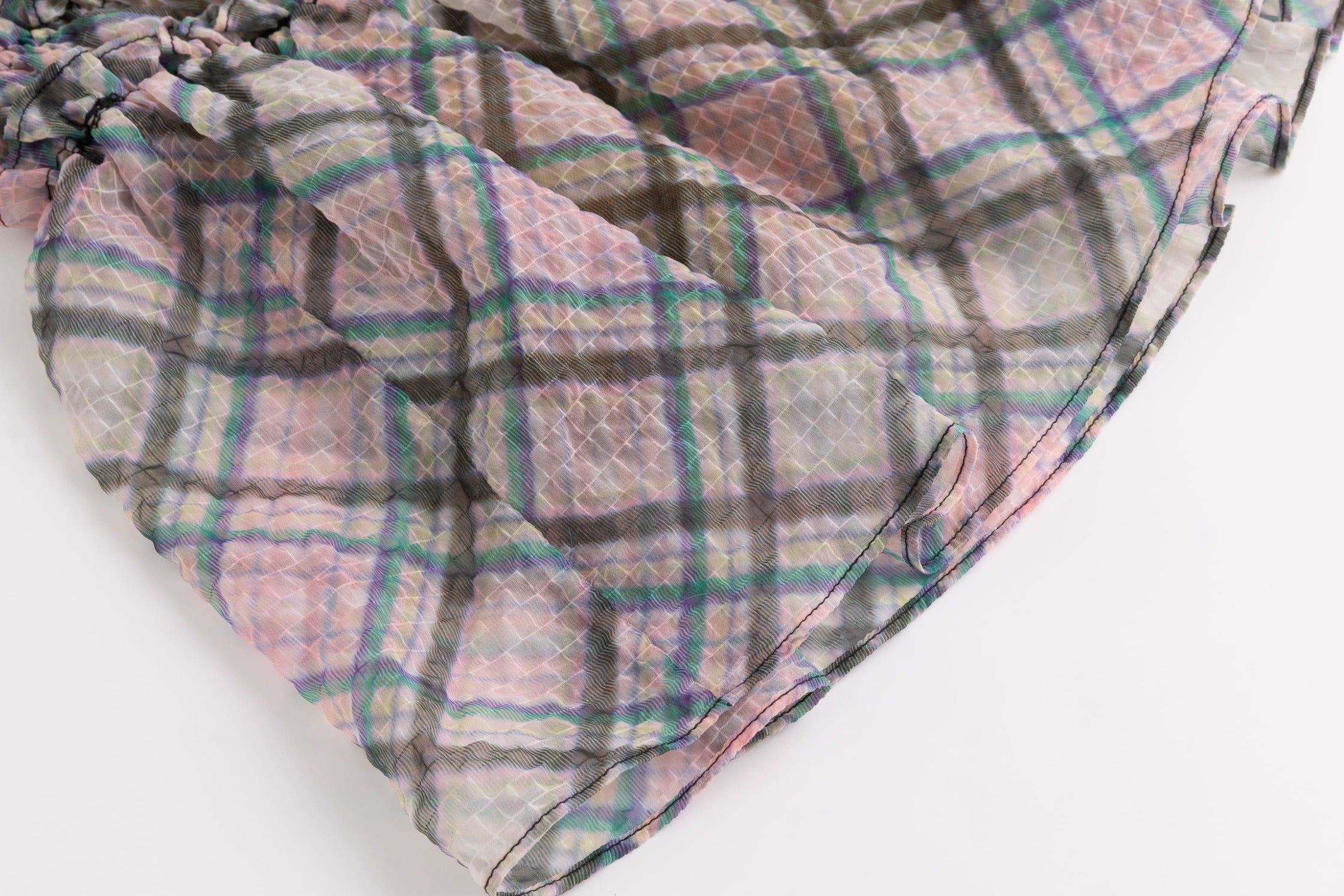 Multi-Plaid Chiffon Block Skirt