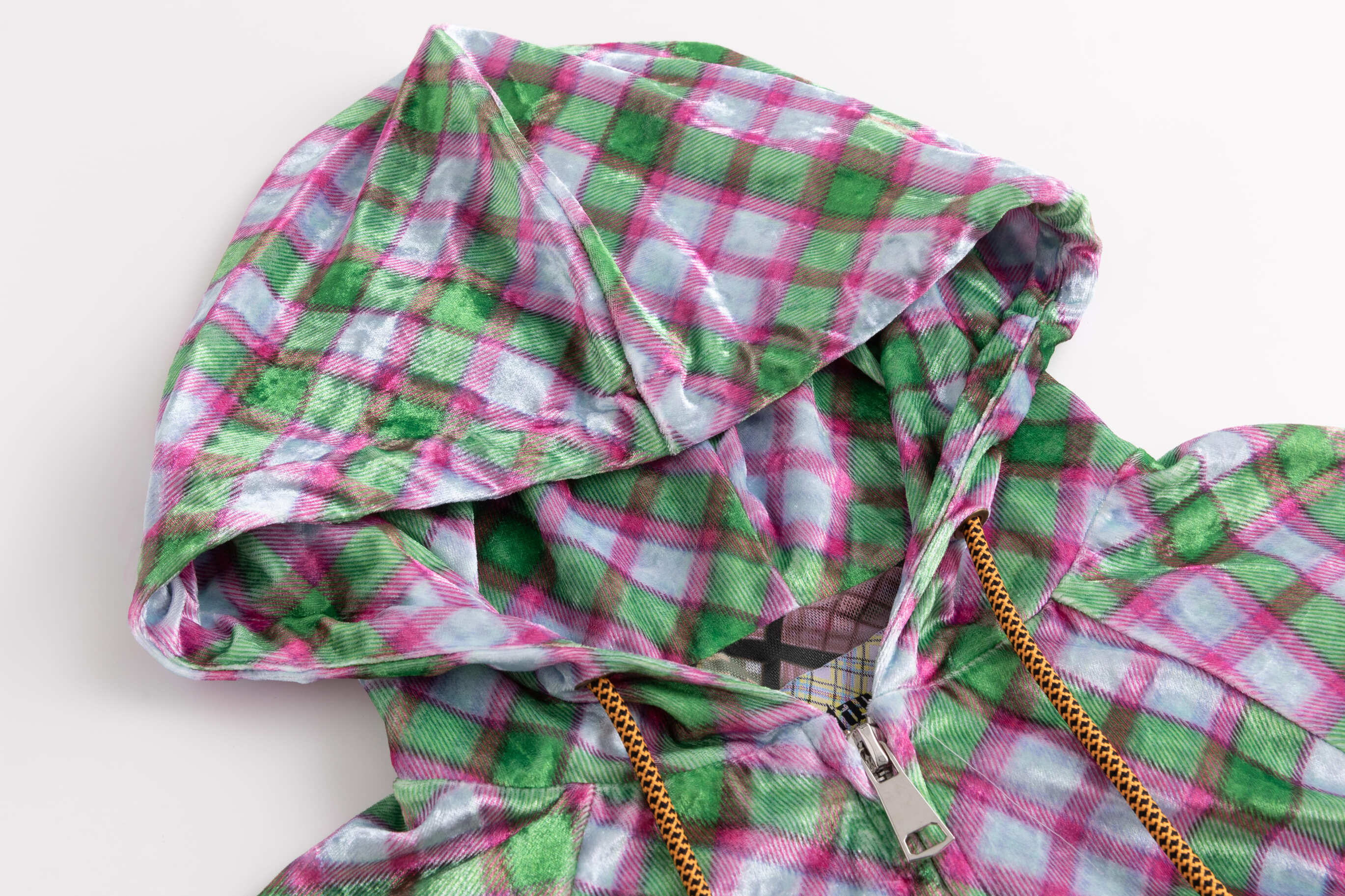 Jester Glossy Plaid Velvet Lined Tracksuit Top