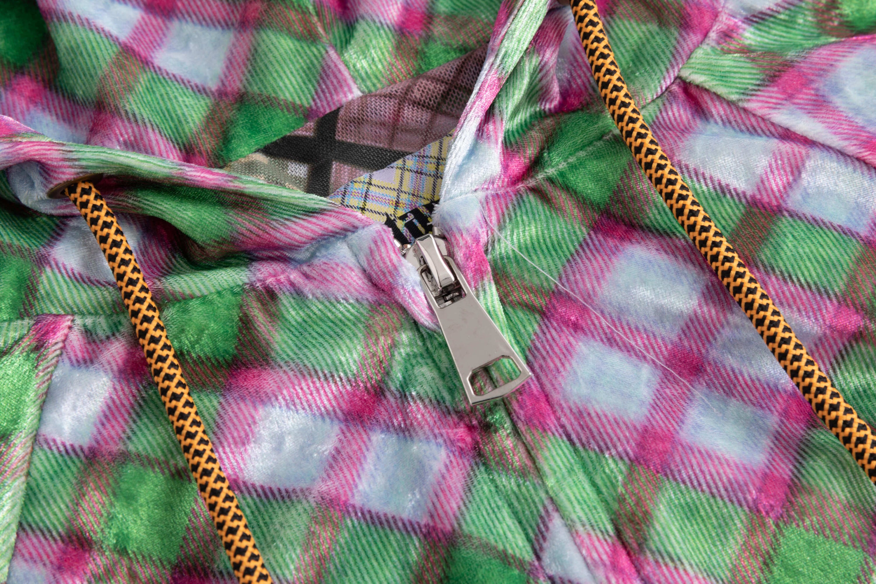 Jester Glossy Plaid Velvet Lined Tracksuit Top