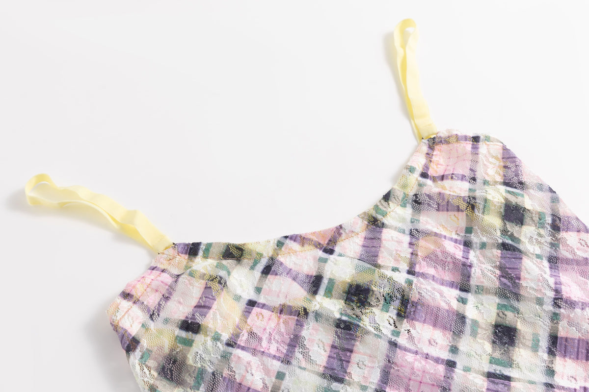 Stretch Lace Cami Top Lucid Plaid
