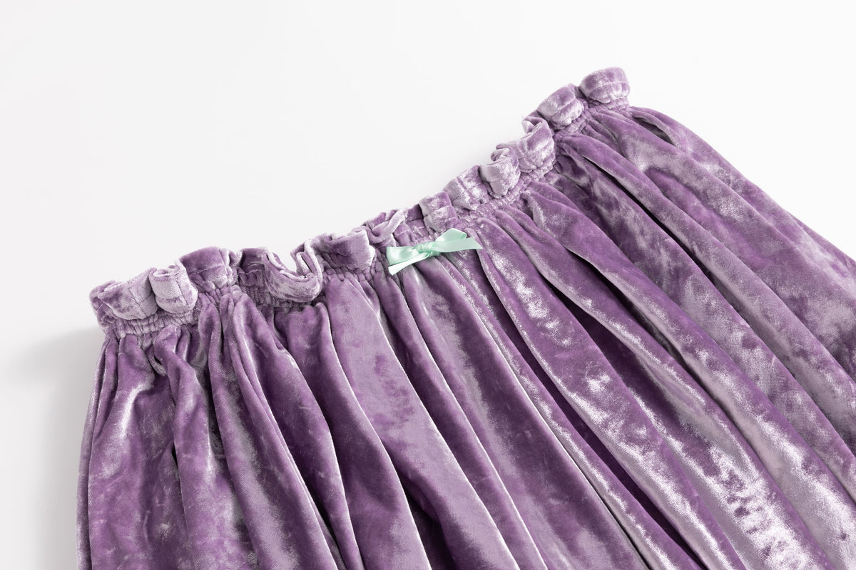 Glossy Lavender Velvet Draped Skirt