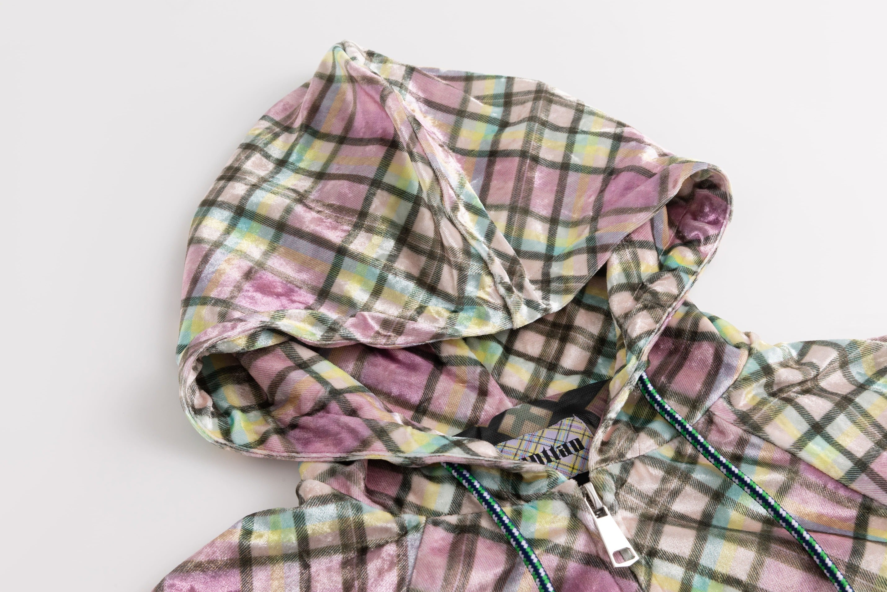 Sprinkles Glossy Plaid Velvet Lined Tracksuit Top