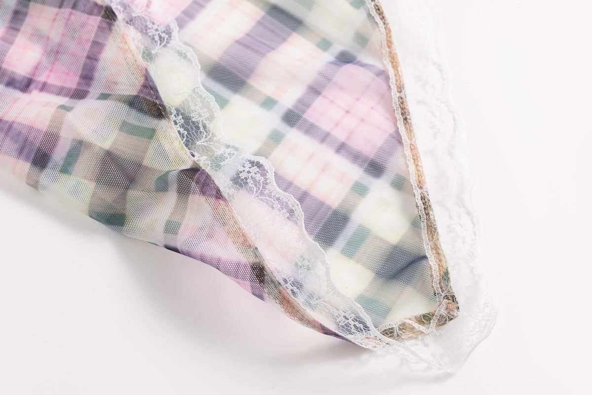 Semi Sheer Lace Halter Top Lucid Plaid