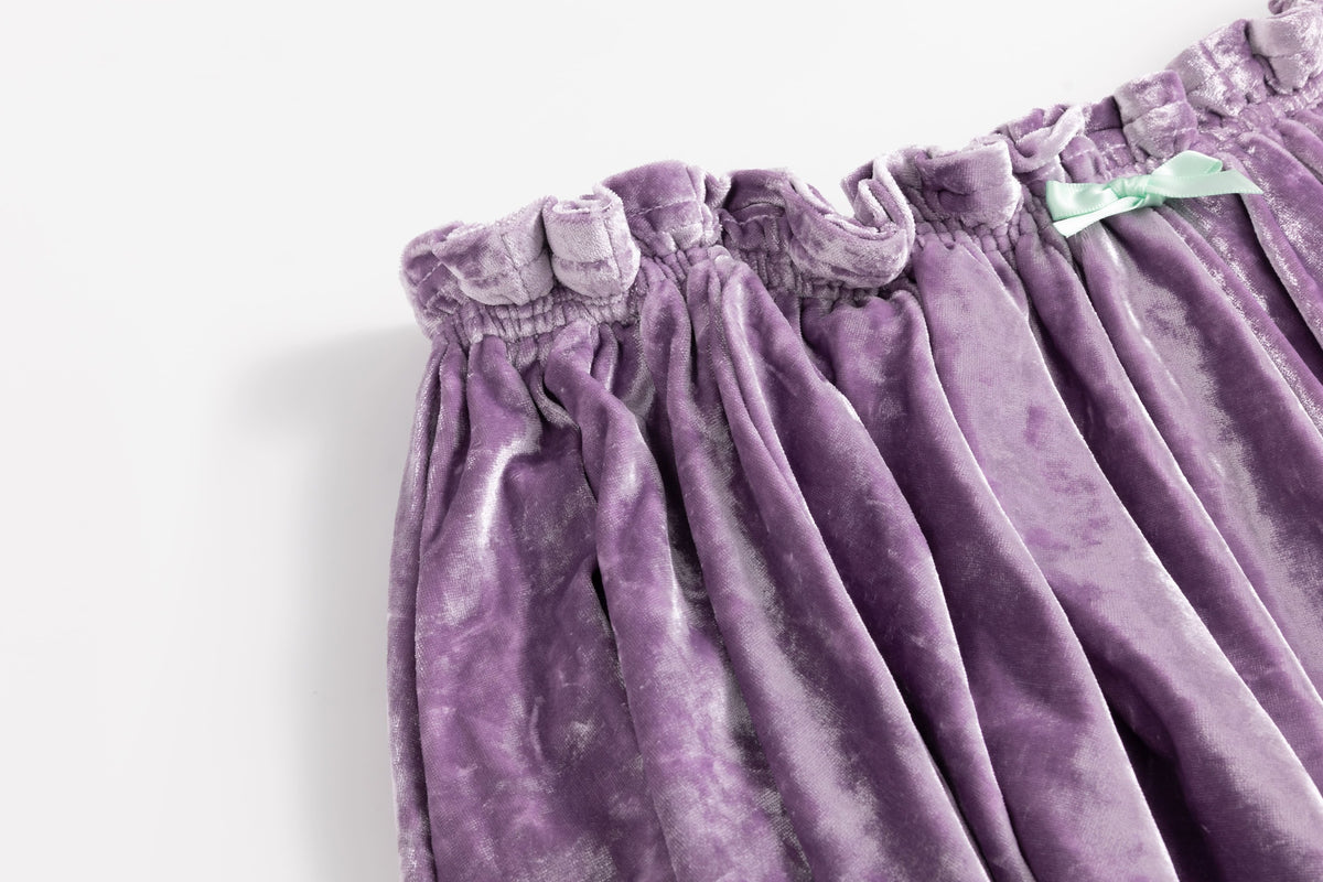 Glossy Lavender Velvet Draped Skirt