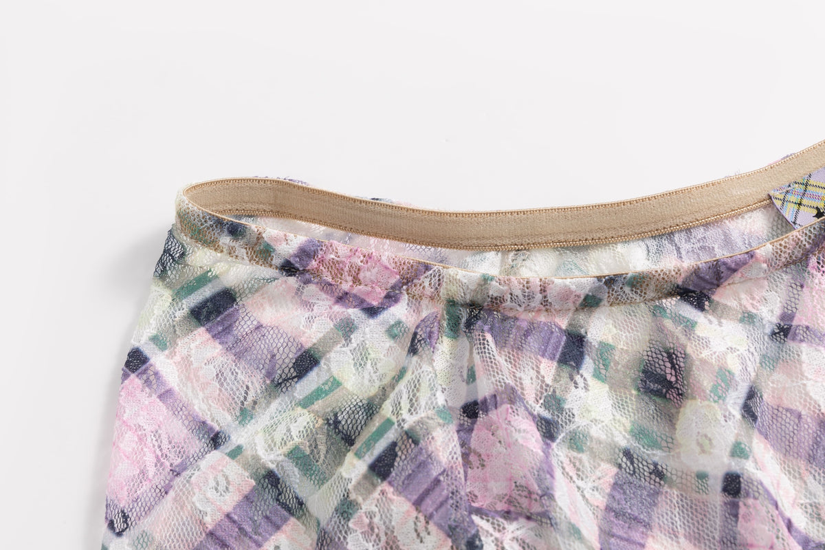 Plaid Lace Off Shoulder Top Lucid