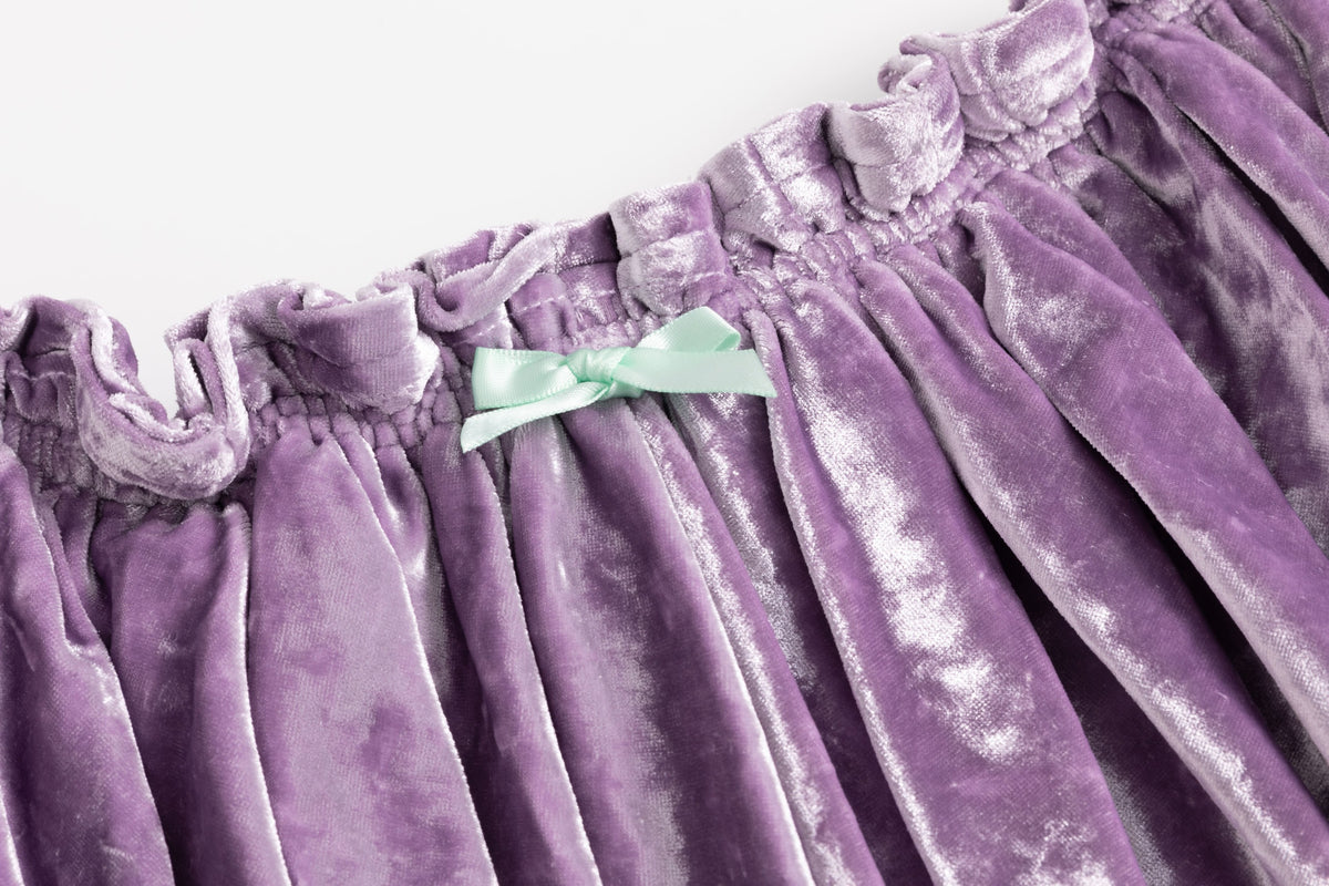 Glossy Lavender Velvet Draped Skirt