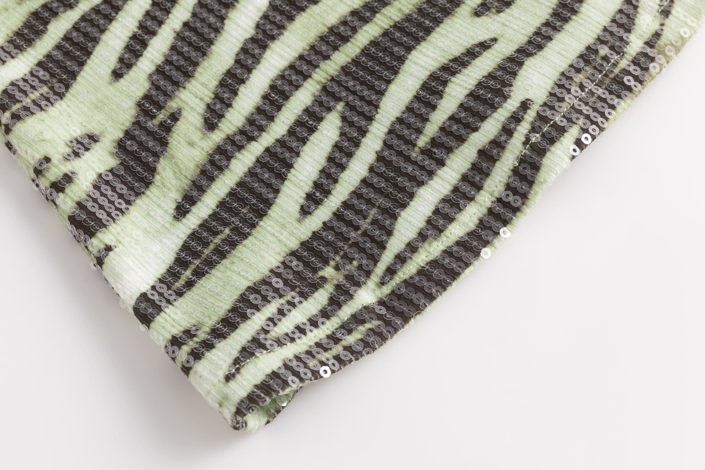 Green Zebra Sequin Jersey Cami Strap Top