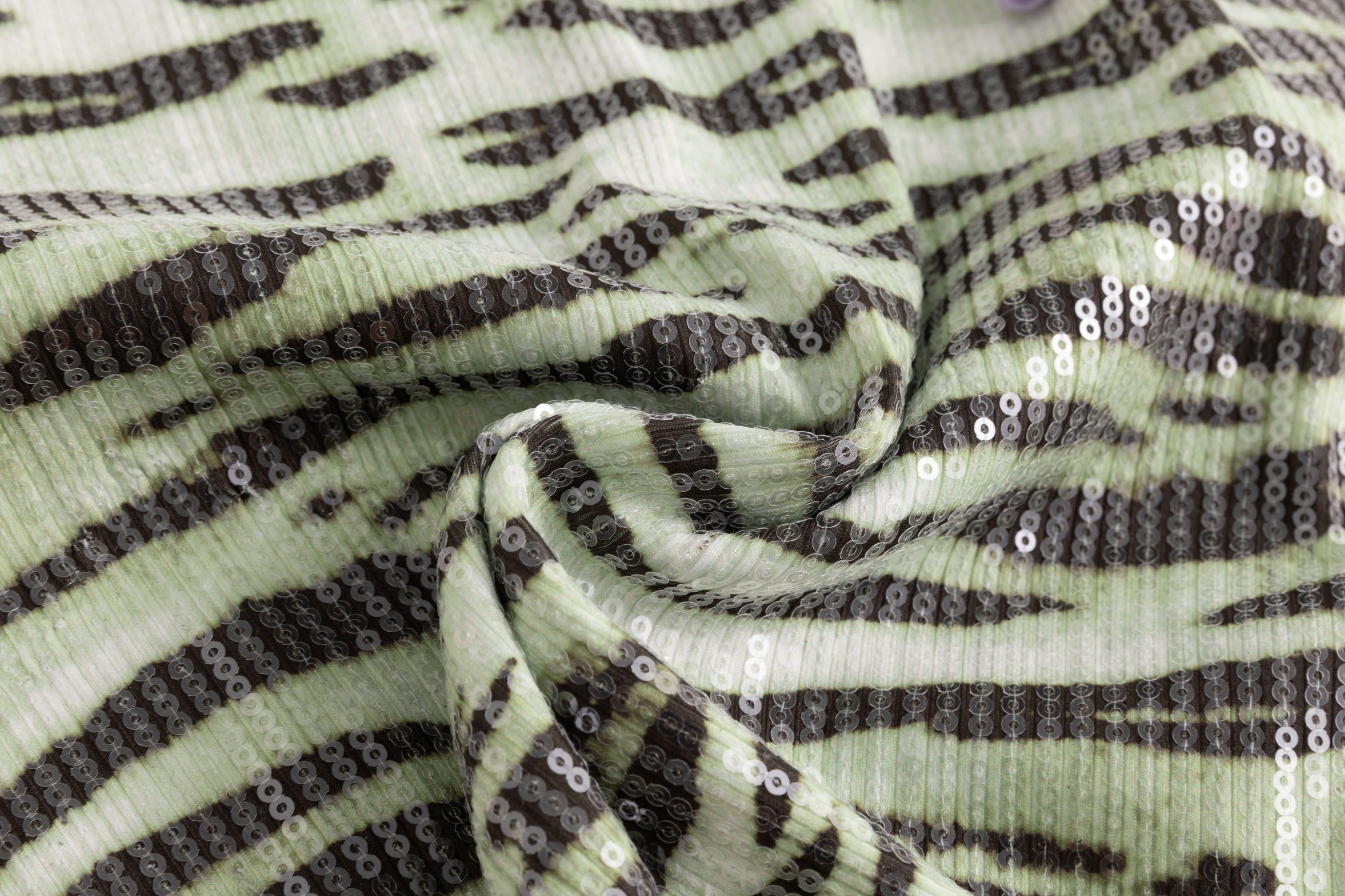 Green Zebra Sequin Jersey Cami Strap Top