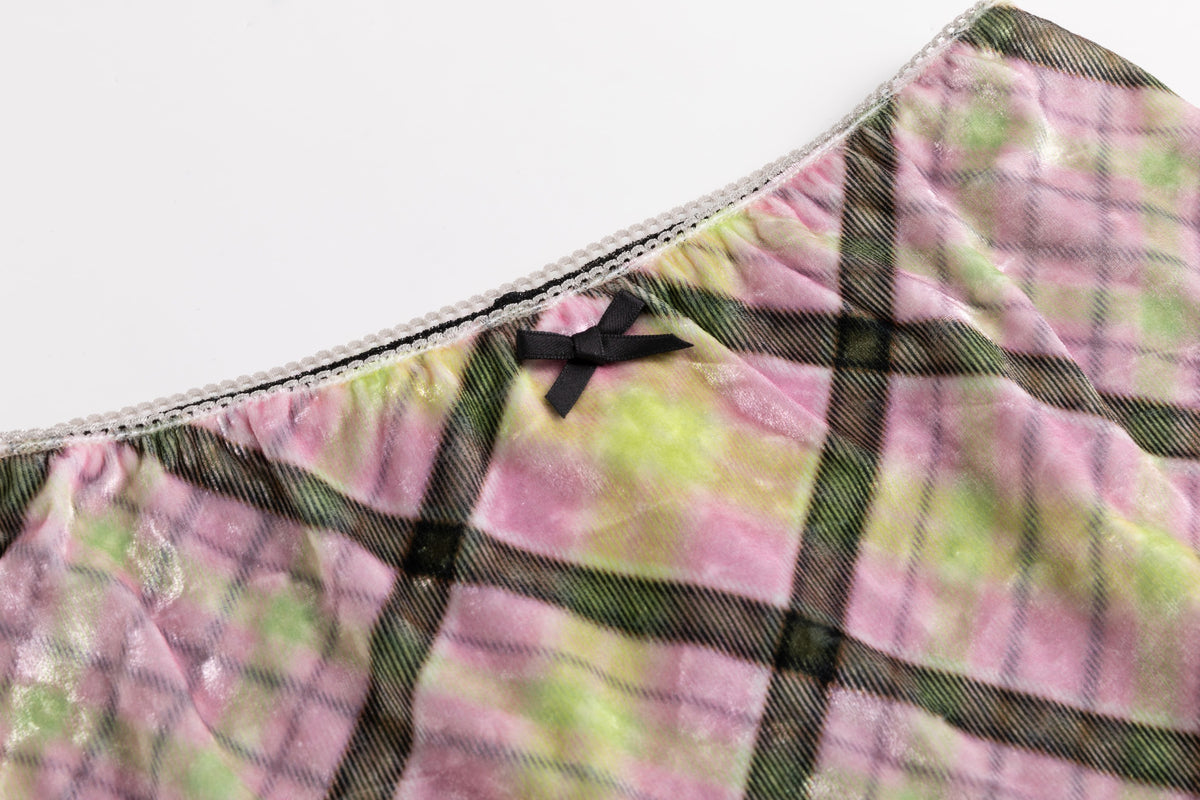 Aura Plaid Velvet Metallic Skirt Flare Leggings