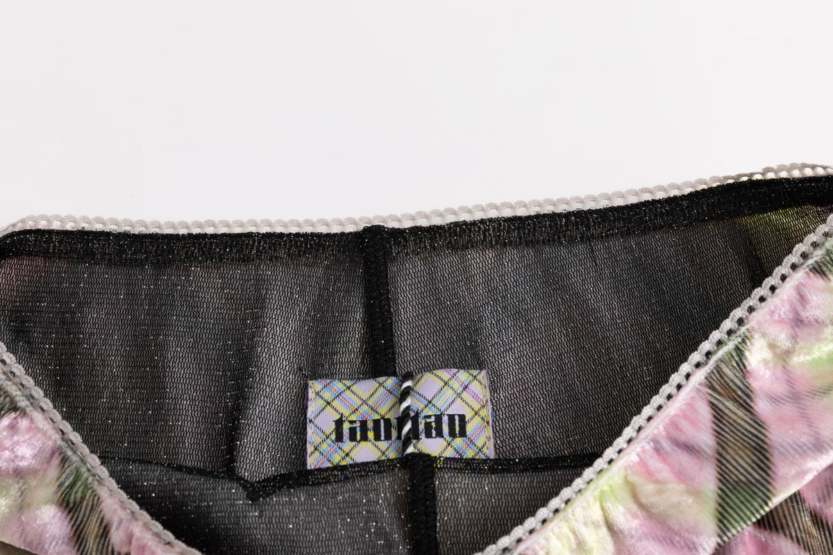 Aura Plaid Velvet Metallic Skirt Flare Leggings