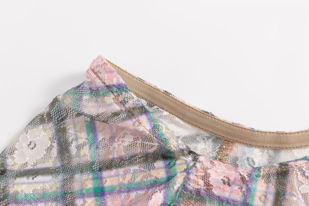 Plaid Lace Off Shoulder Top Dollhouse