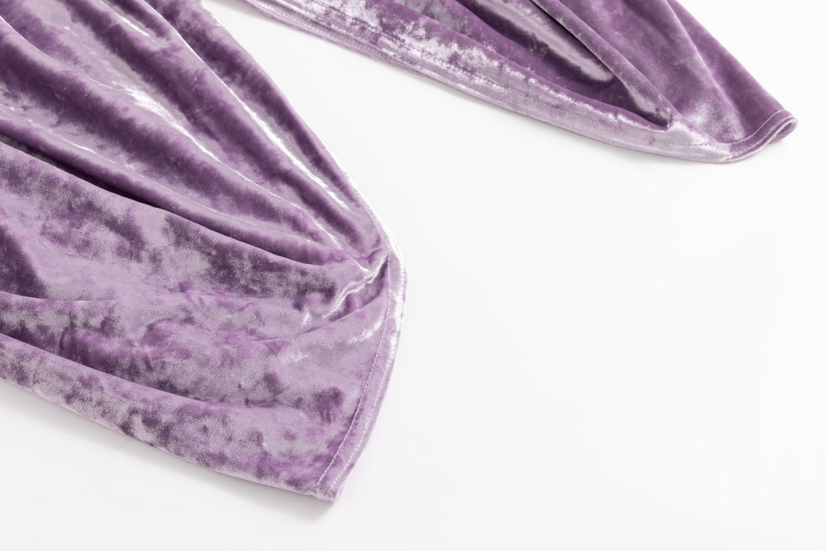 Glossy Lavender Velvet Draped Skirt