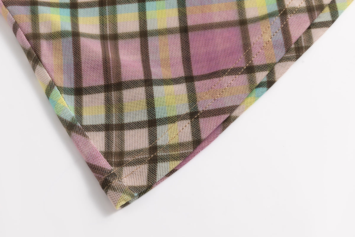 Sprinkles Plaid Mesh Lined T-shirt Top