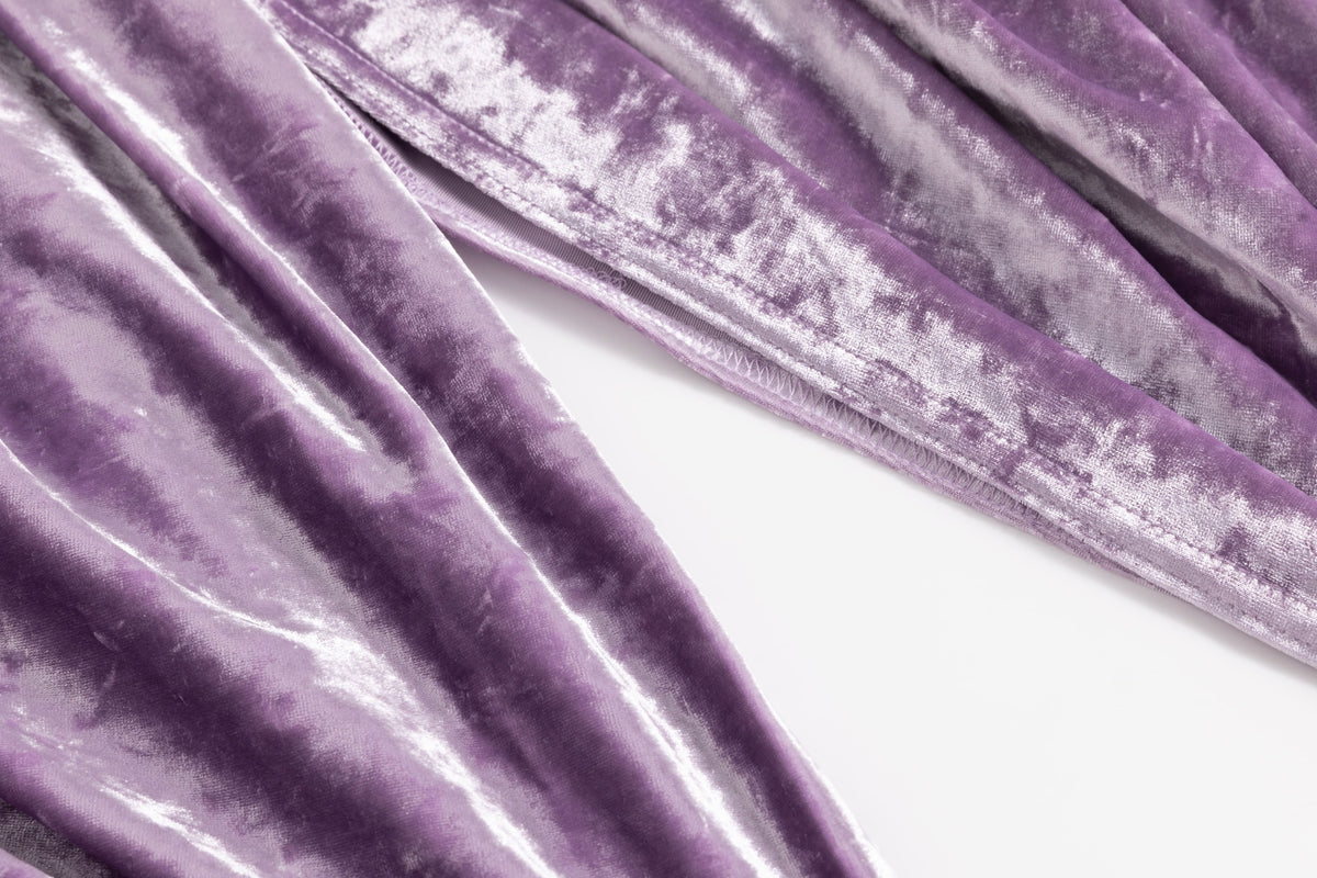 Glossy Lavender Velvet Draped Skirt
