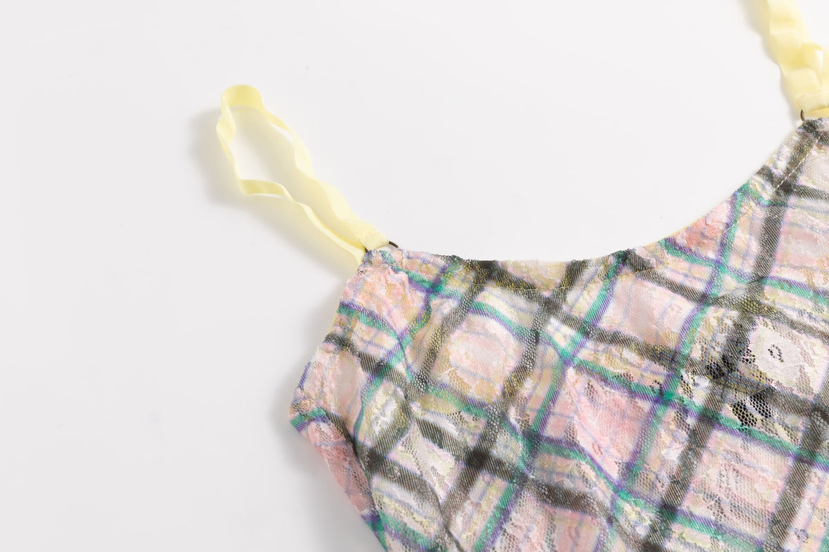 Stretch Lace Cami Top Dollhouse Plaid