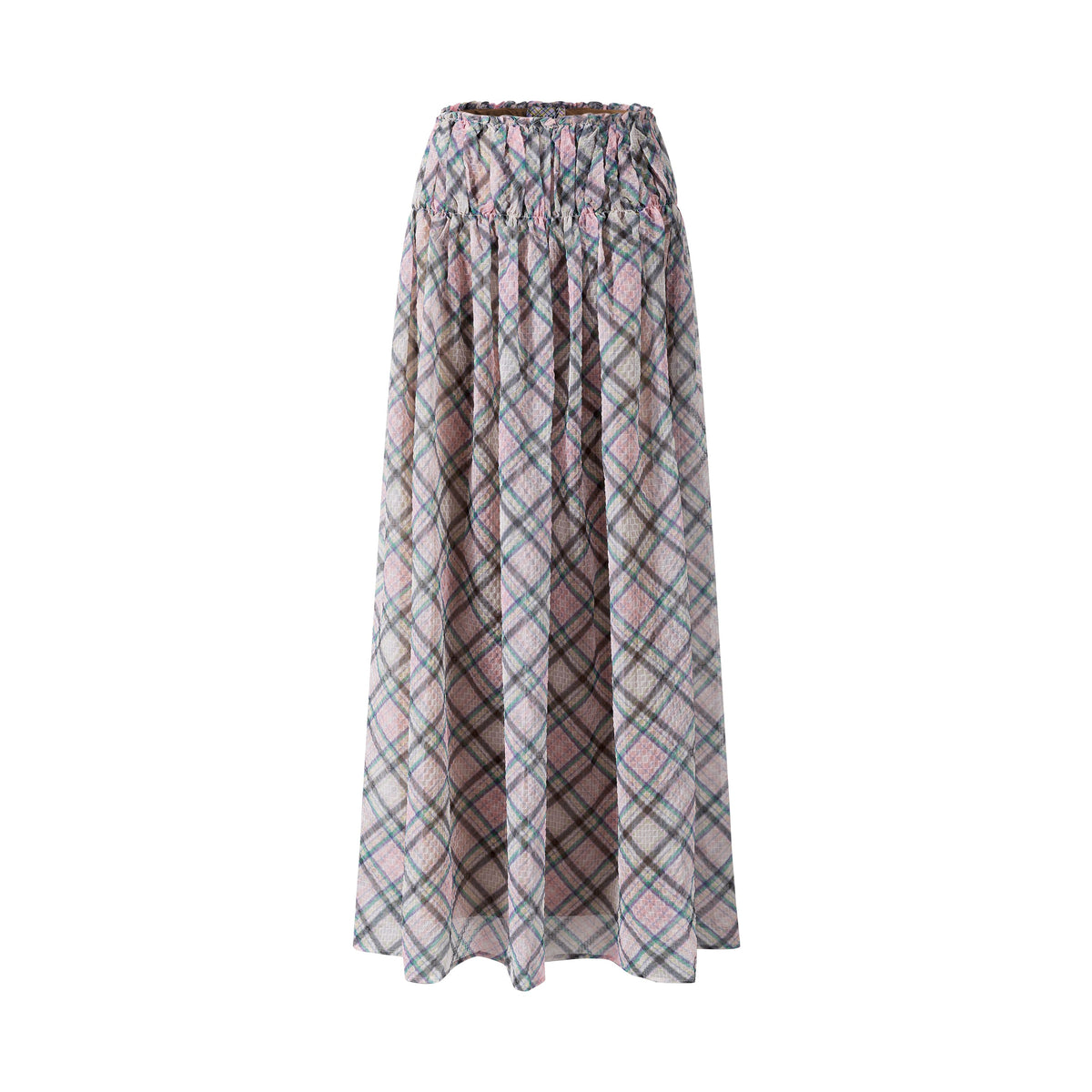 Dollhouse Plaid Chiffon Maxi Skirt