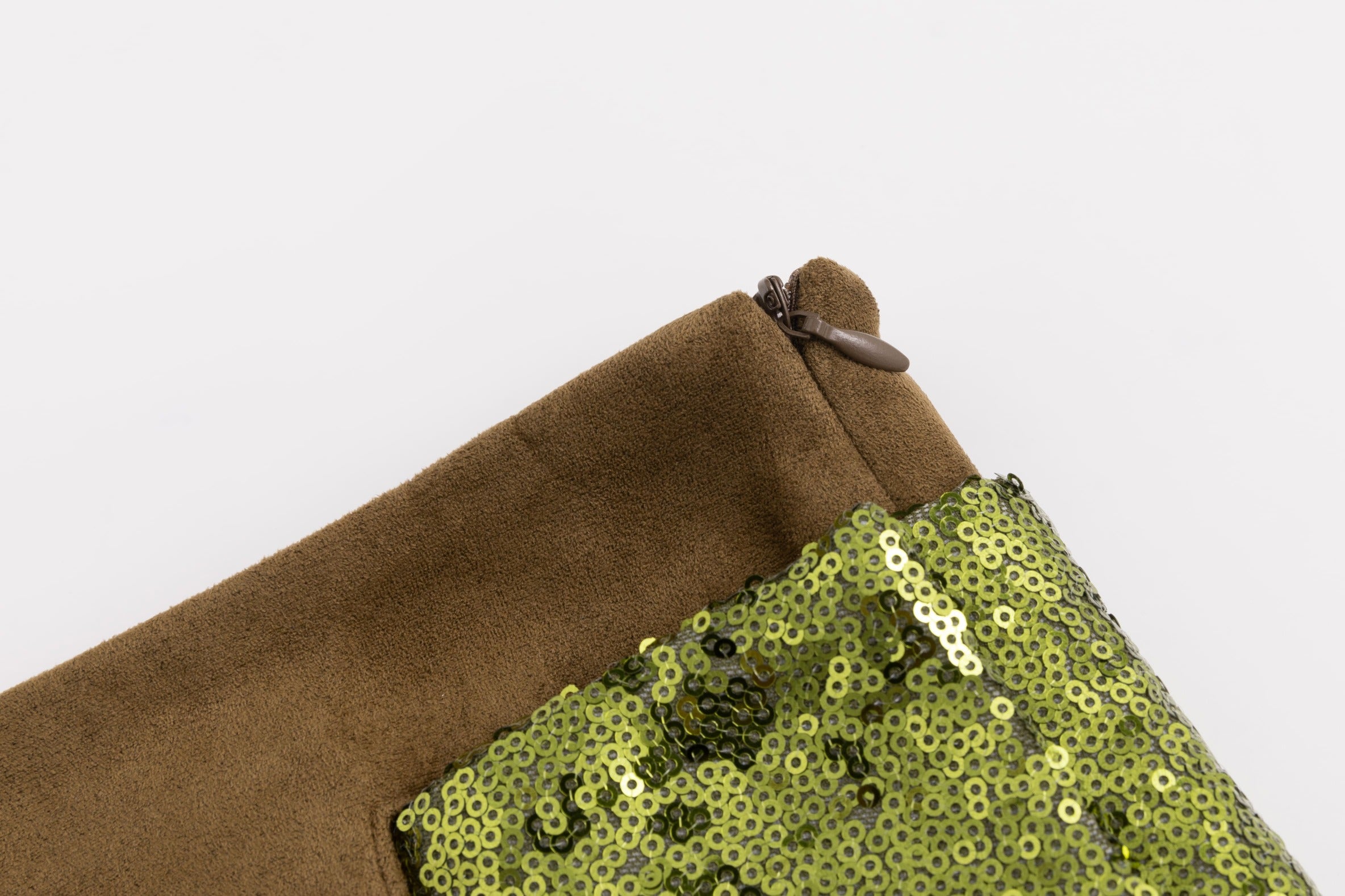 Suede Sequins Belted Wrap Skirt