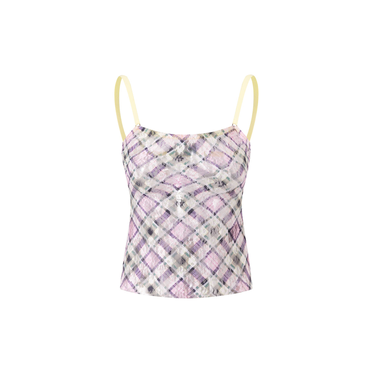 Stretch Lace Cami Top Lucid Plaid