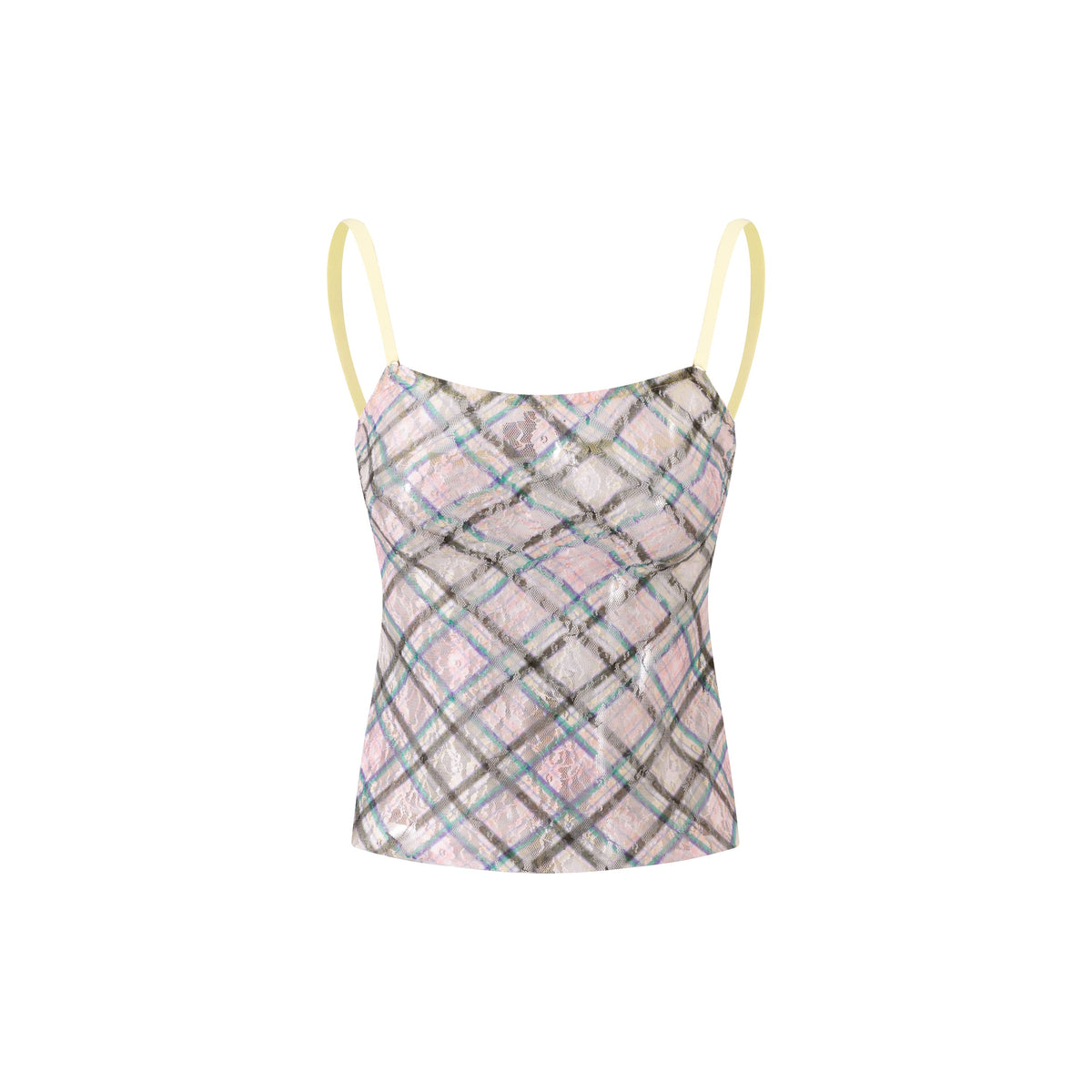 Stretch Lace Cami Top Dollhouse Plaid