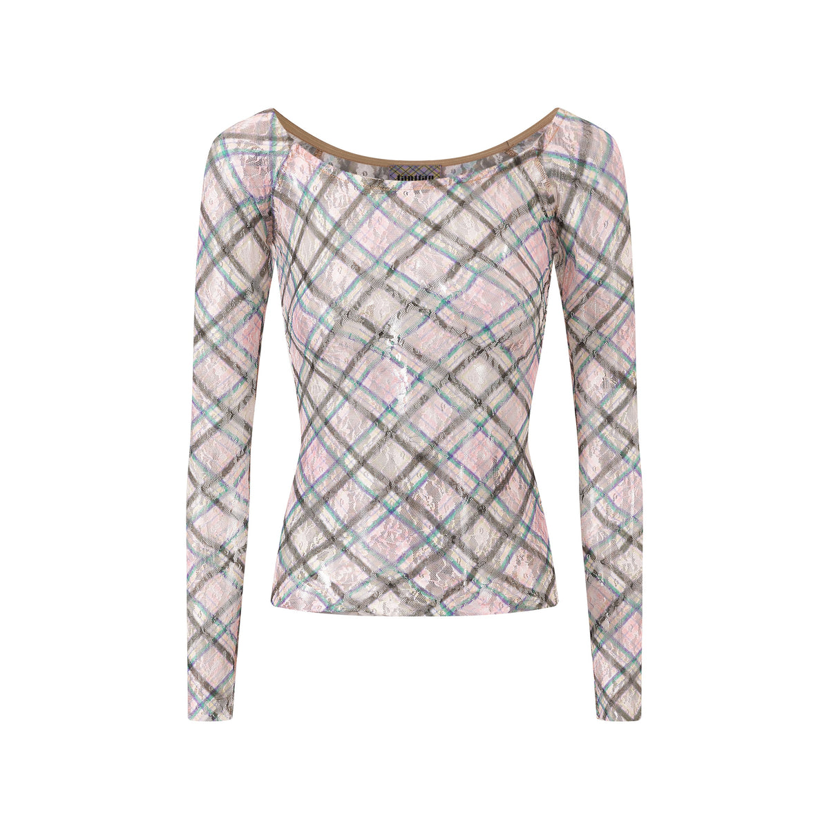 Plaid Lace Off Shoulder Top Dollhouse