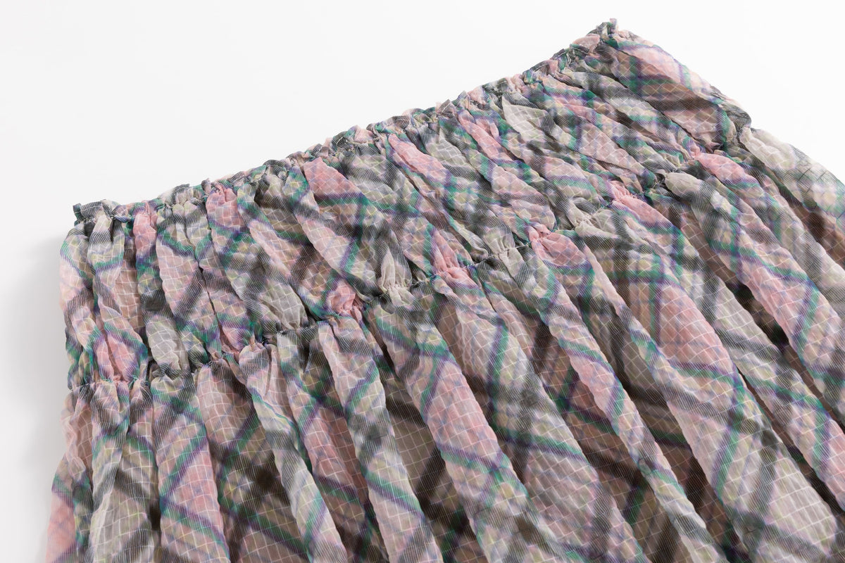 Dollhouse Plaid Chiffon Maxi Skirt