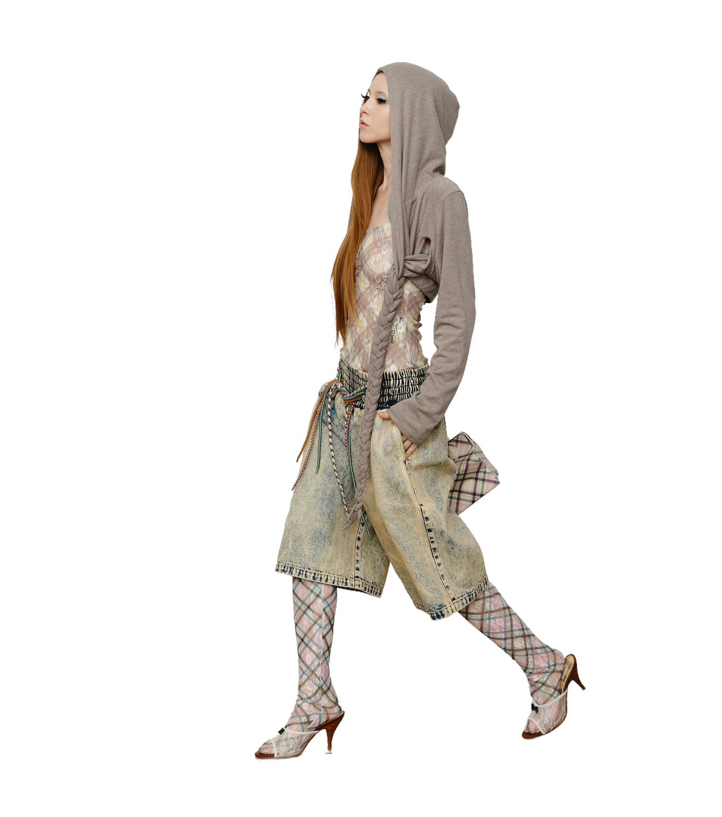 4-string Oversized Denim Shorts Washout Blue