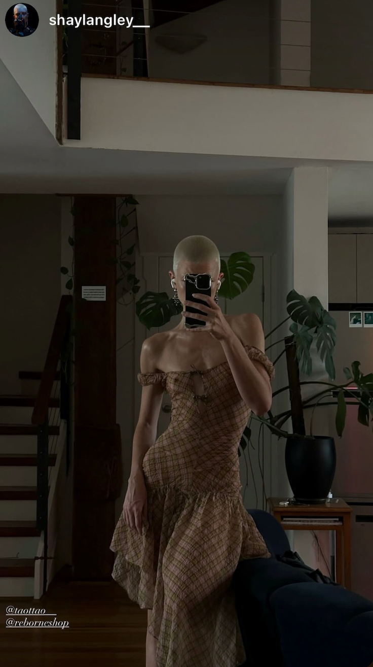 Plaid Puff Chiffon Asymmetrical Dress Fenlü