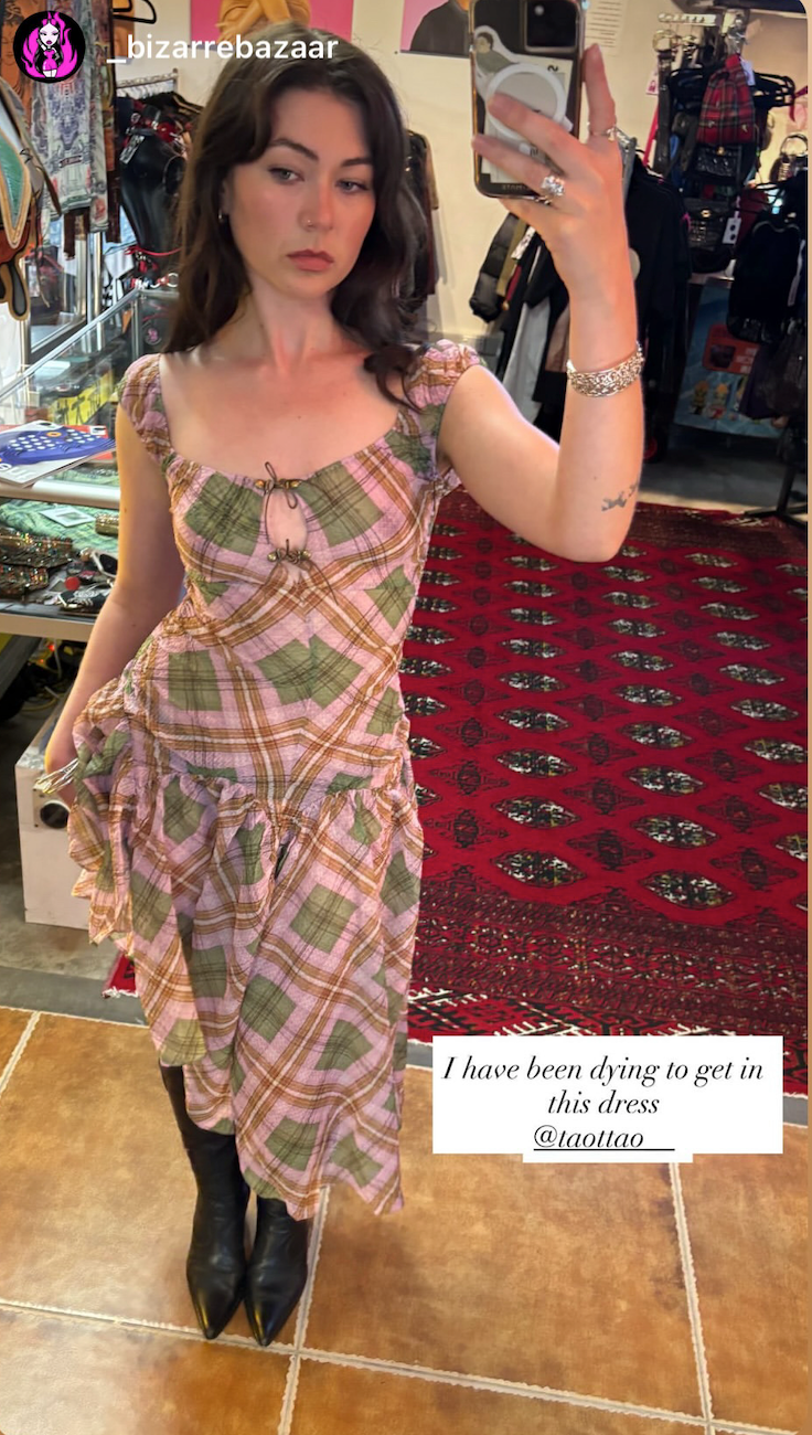 Plaid Puff Chiffon Asymmetrical Dress Hakuto Tartan