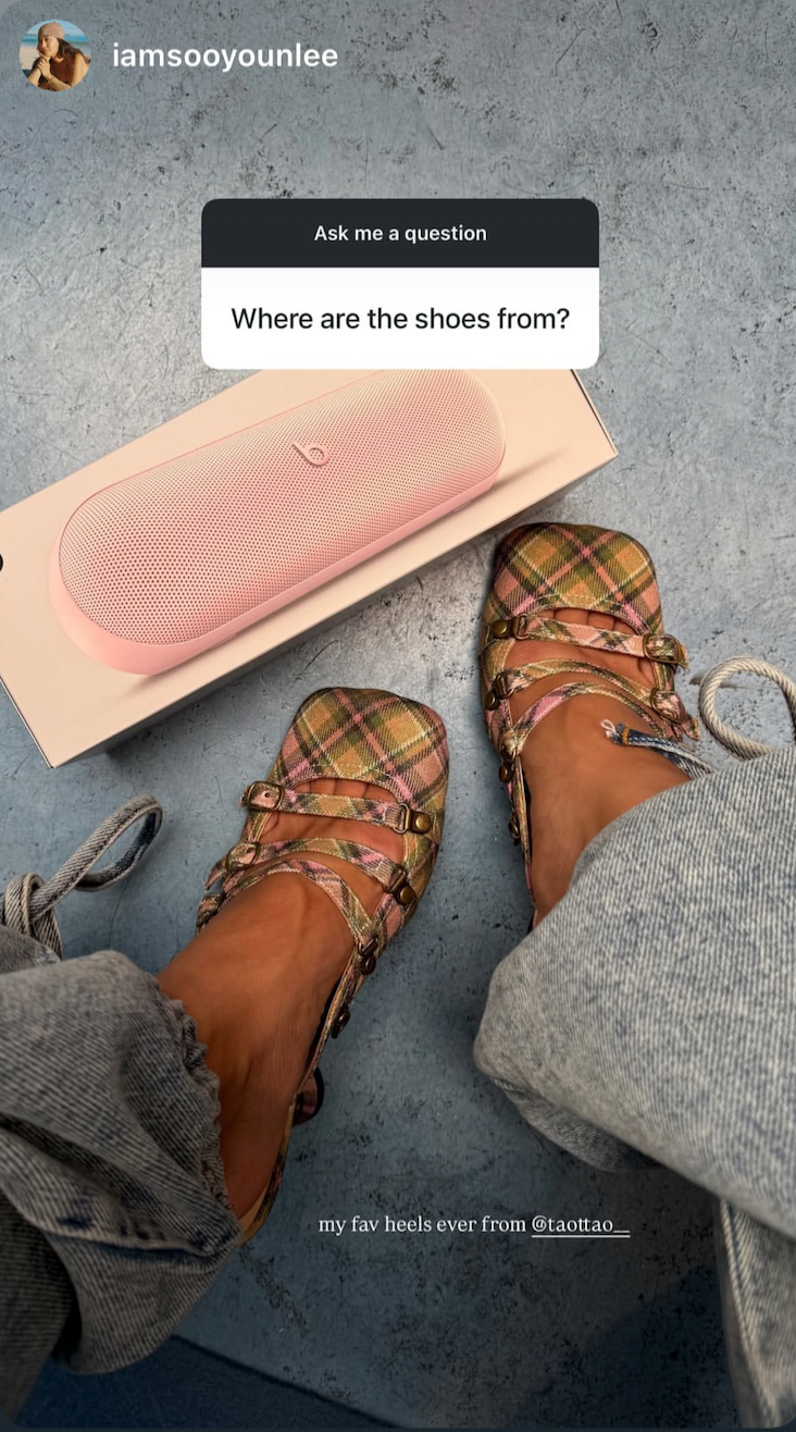 Smooky Plaid Lace Up Square Toe Mules