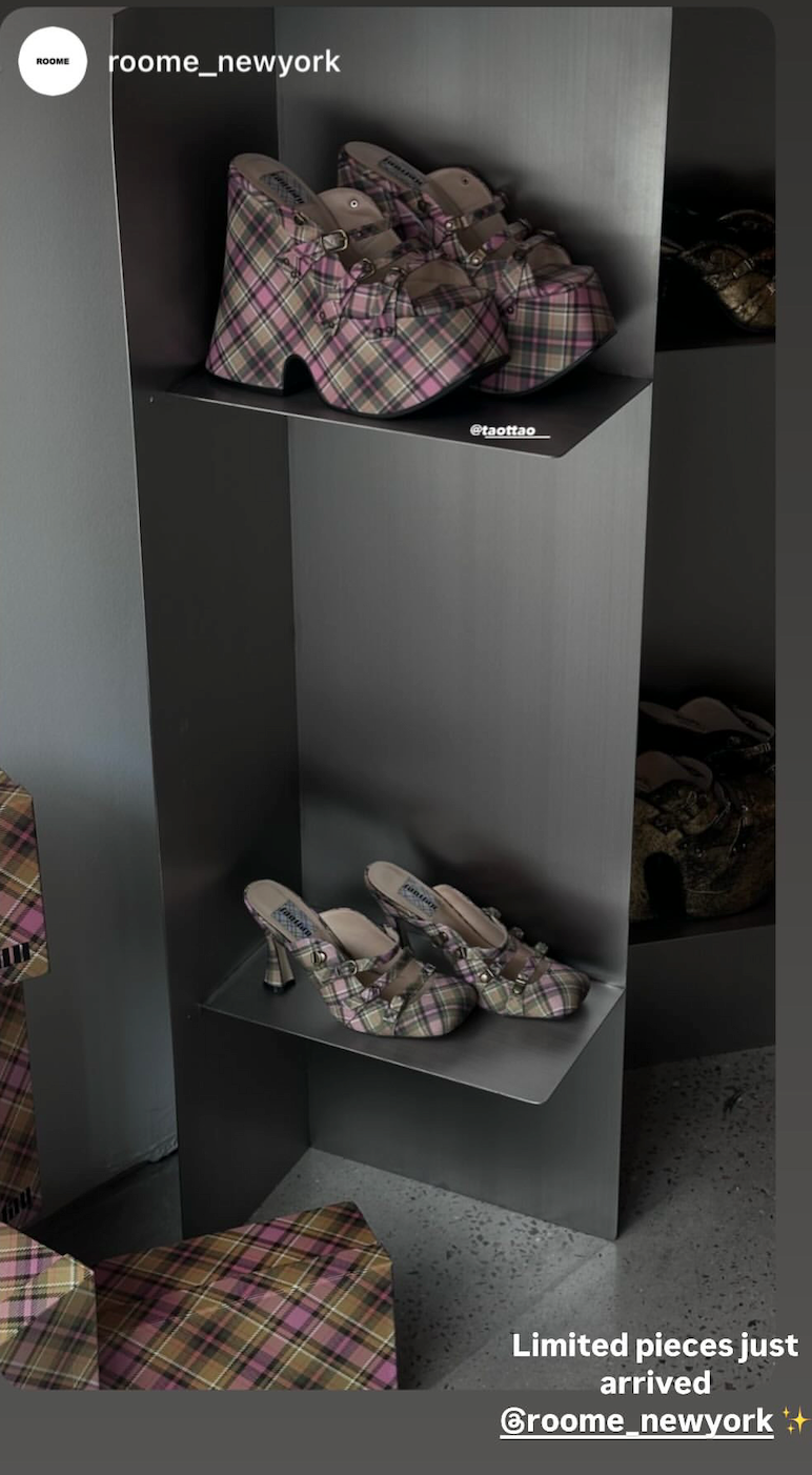 Smooky Plaid Lace Up Square Toe Mules