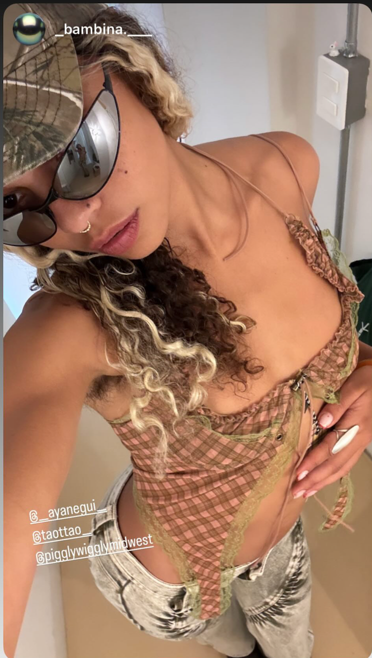 Plaid Mesh Lace Halter Top
