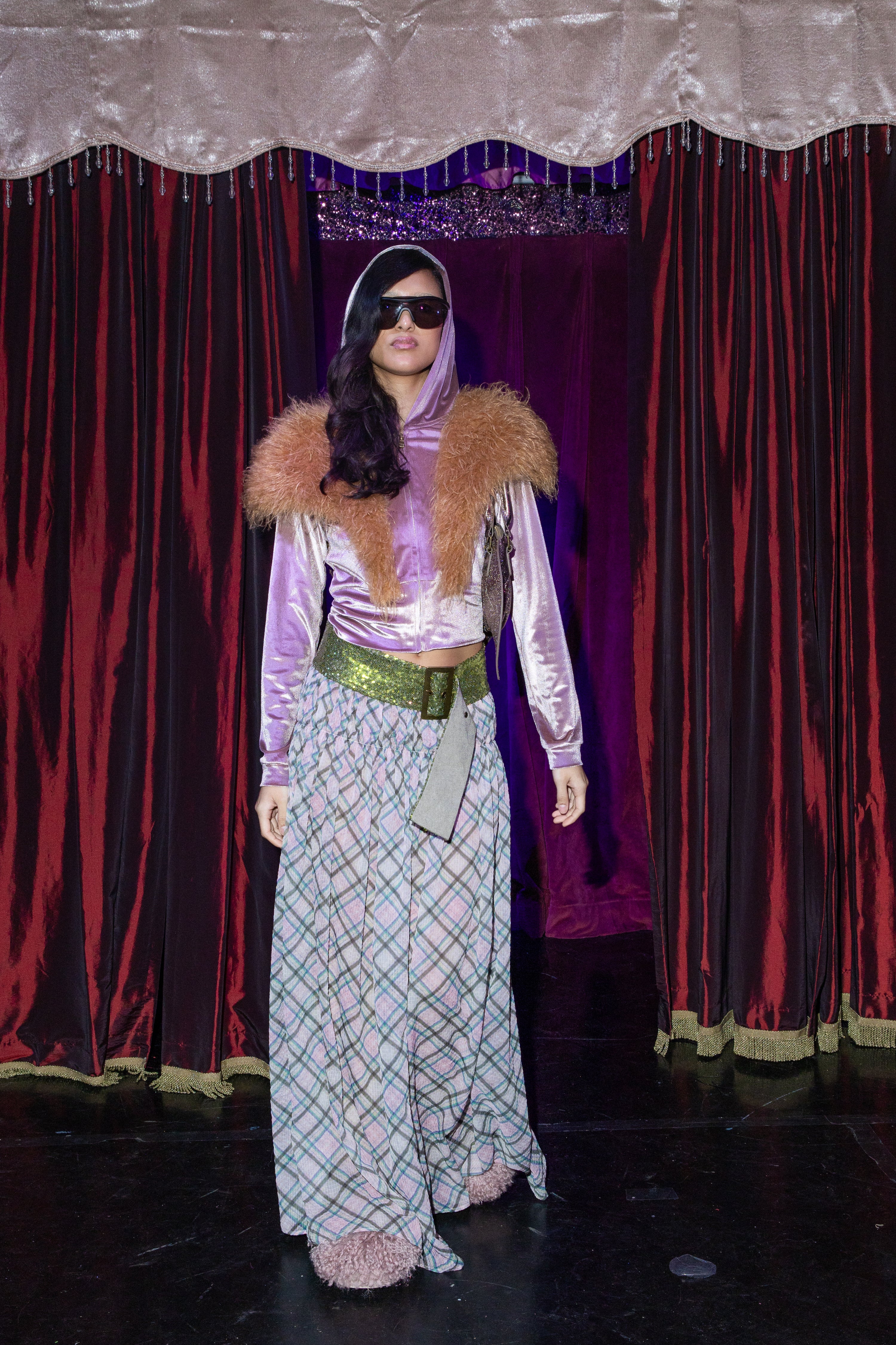 Purple Butter Velvet Faux Fur Tracksuit