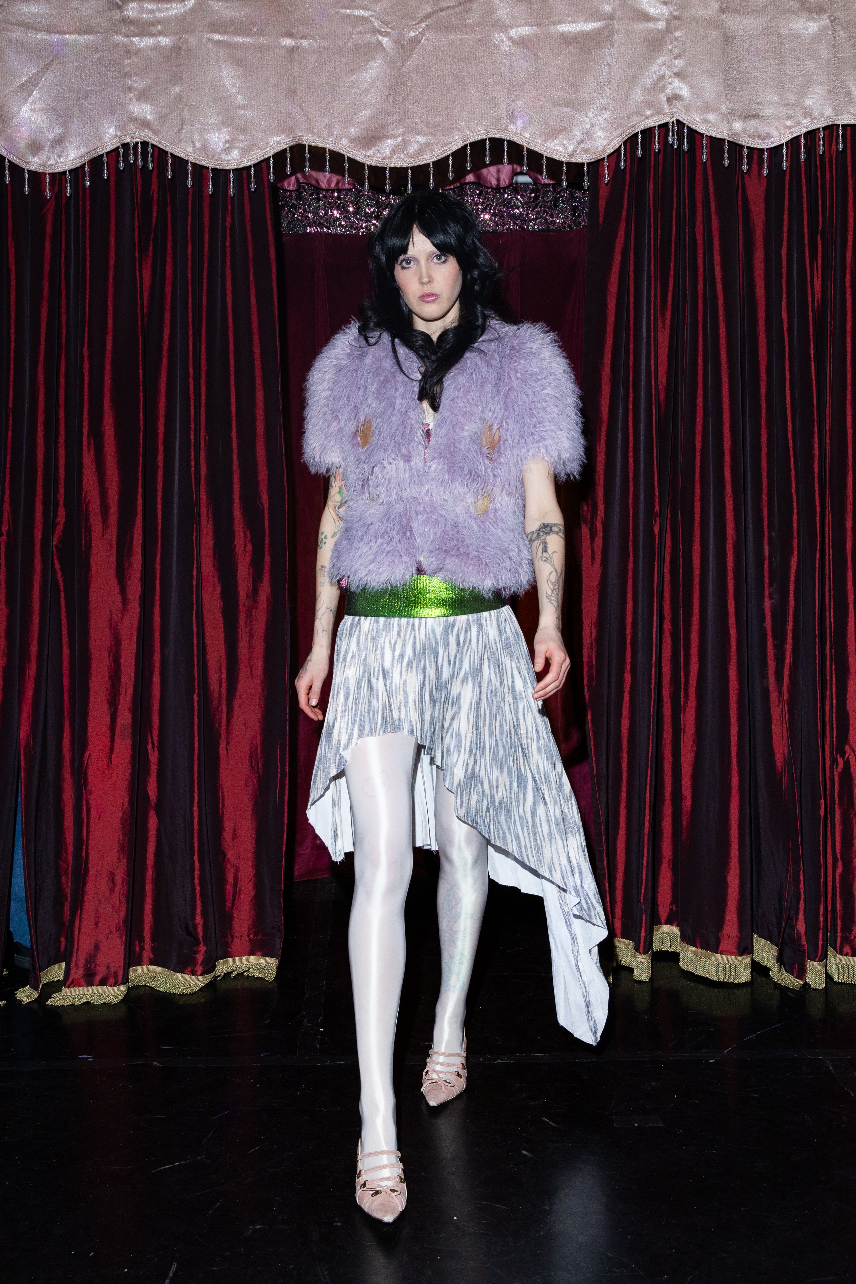 Lavender Faux Fur Patch Mini Coat
