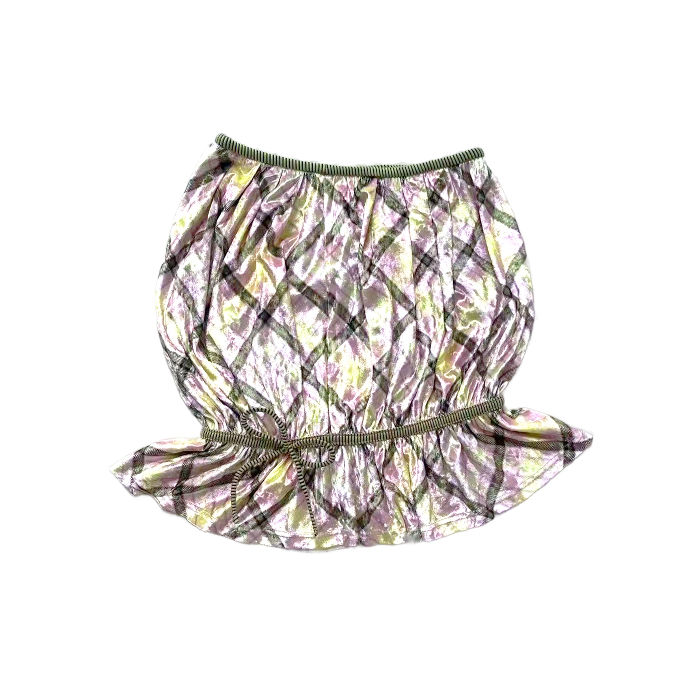 Aura Plaid Glossy Velvet Bandeau Top