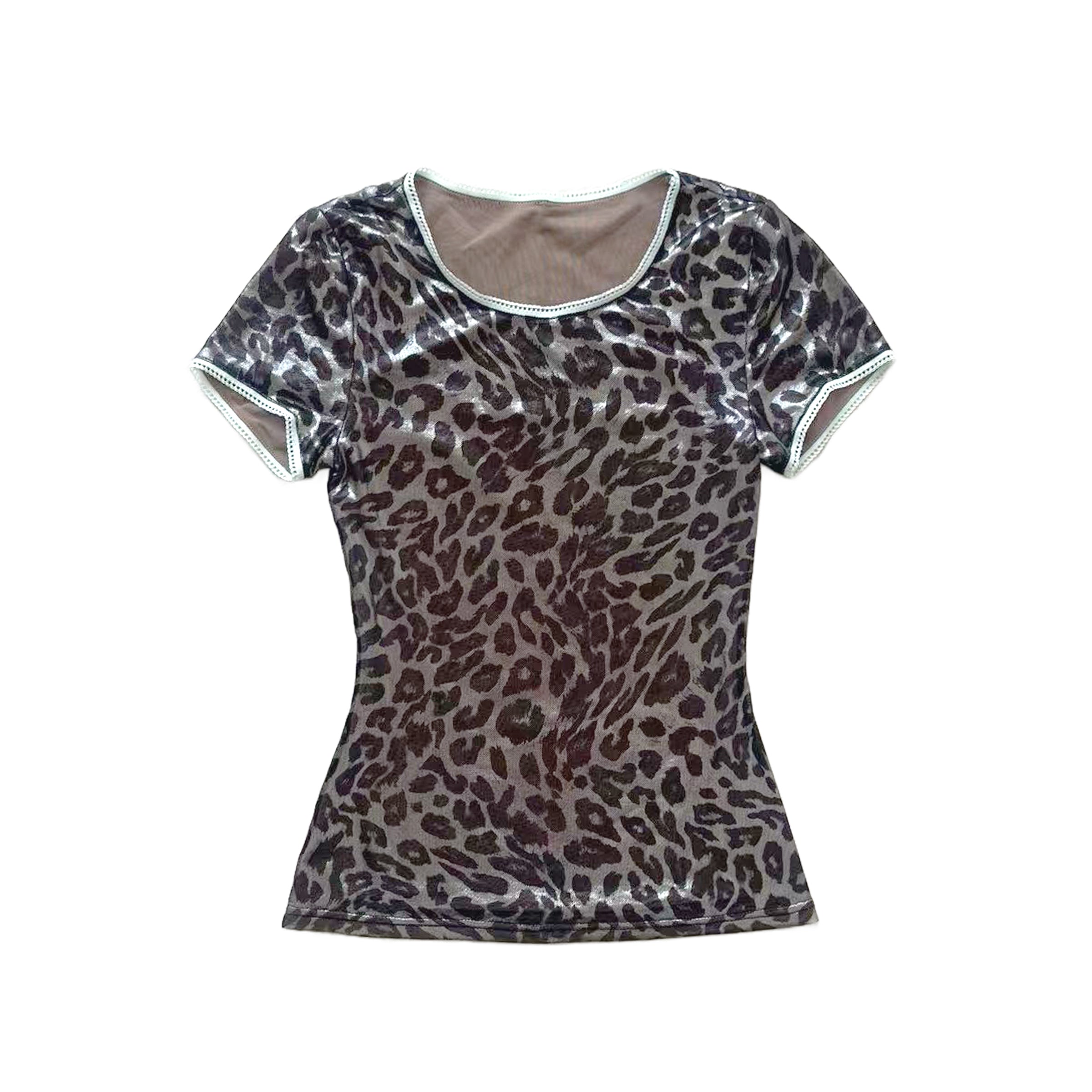 Metallic Leopard Mesh T-Shirt