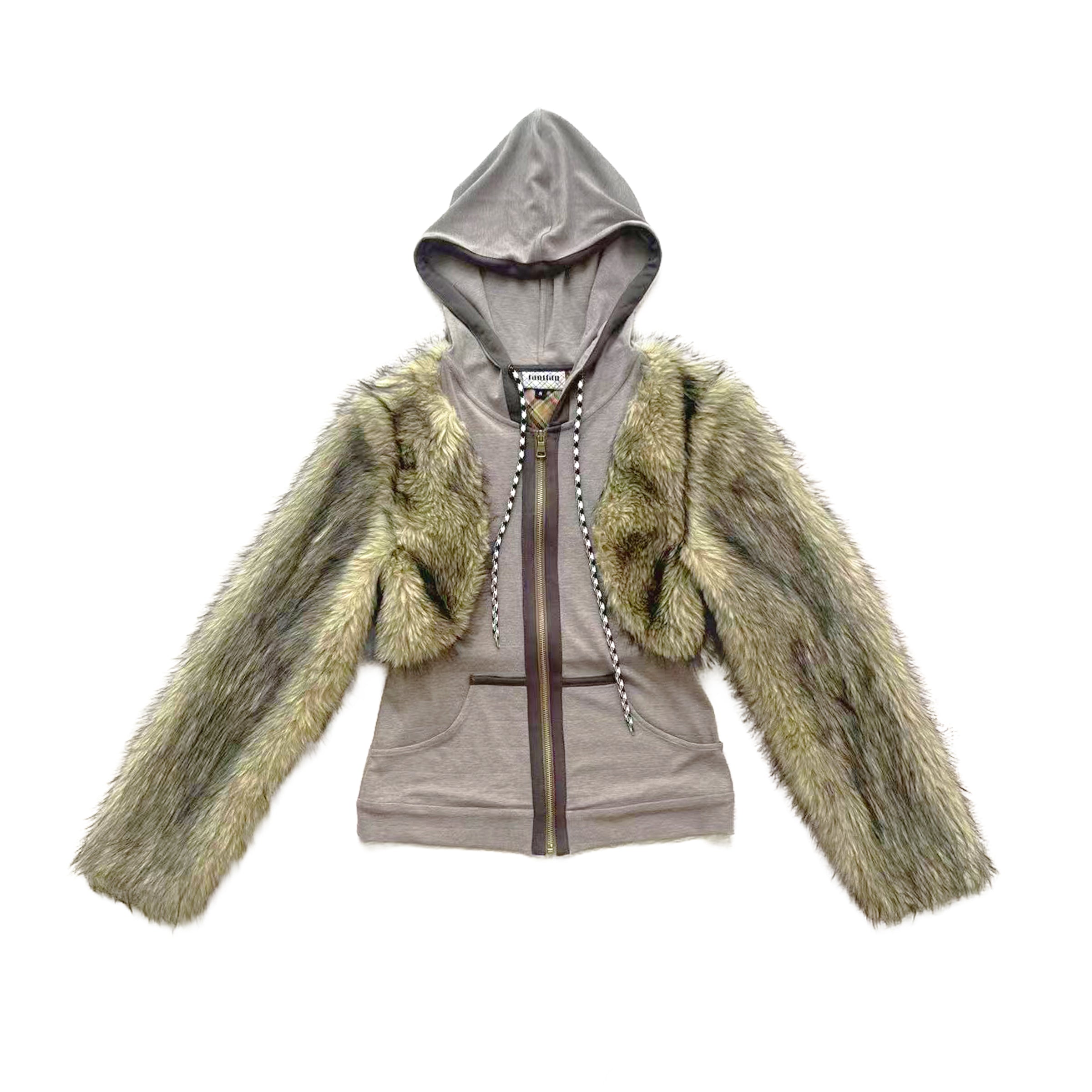 Straw Yellow Faux Fur Tracksuit Jacket