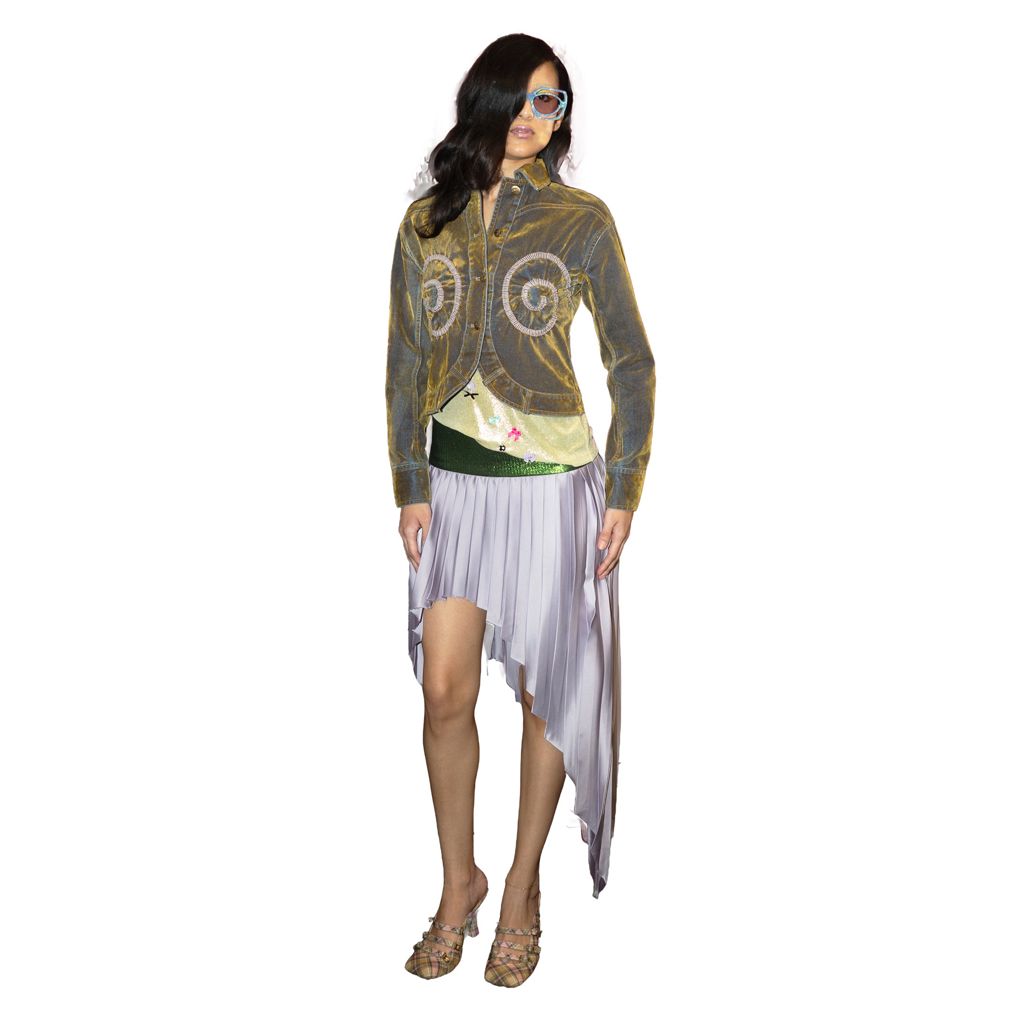 Gold Swirl Velveteen Denim Jacket