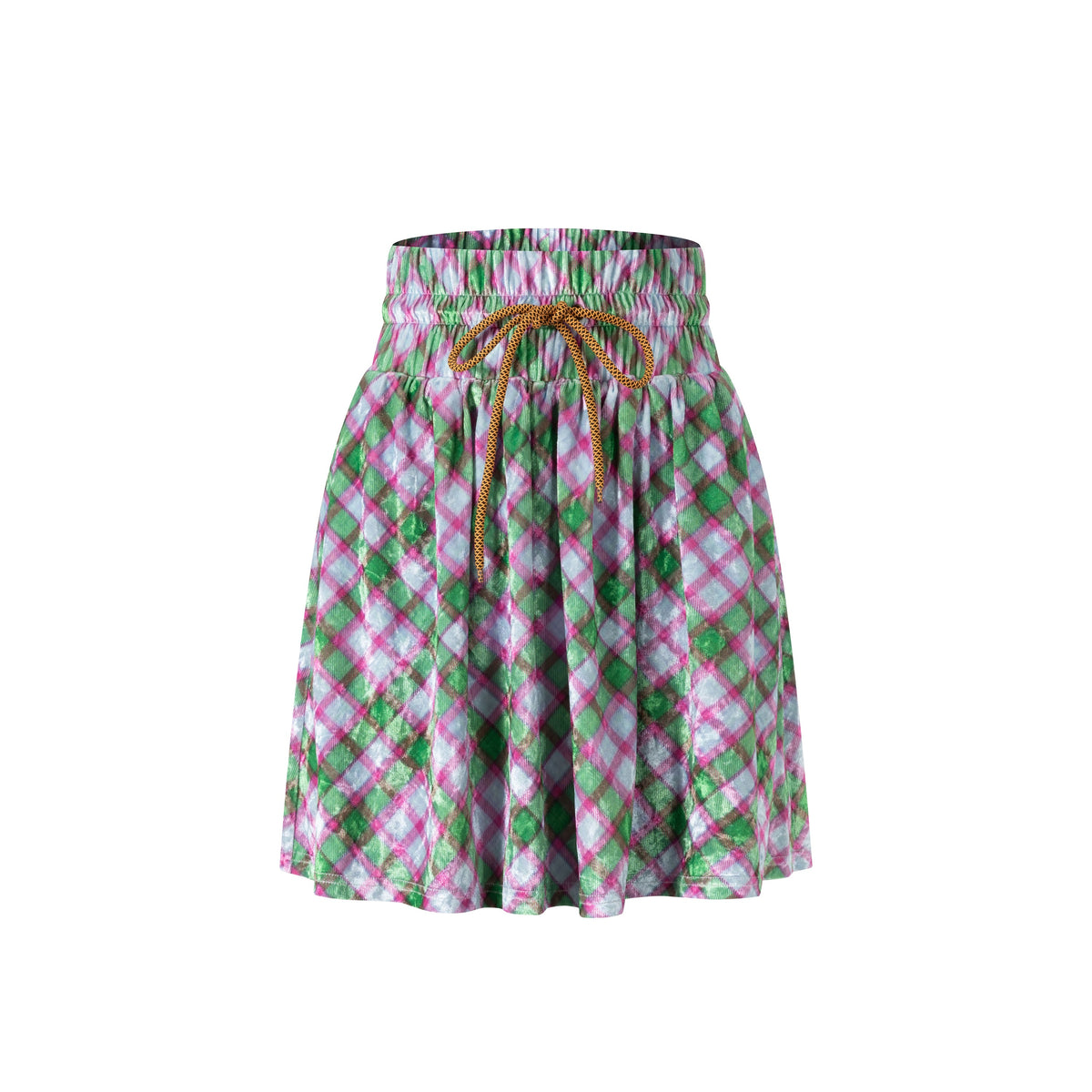 Jester Glossy Plaid Velvet Skirt