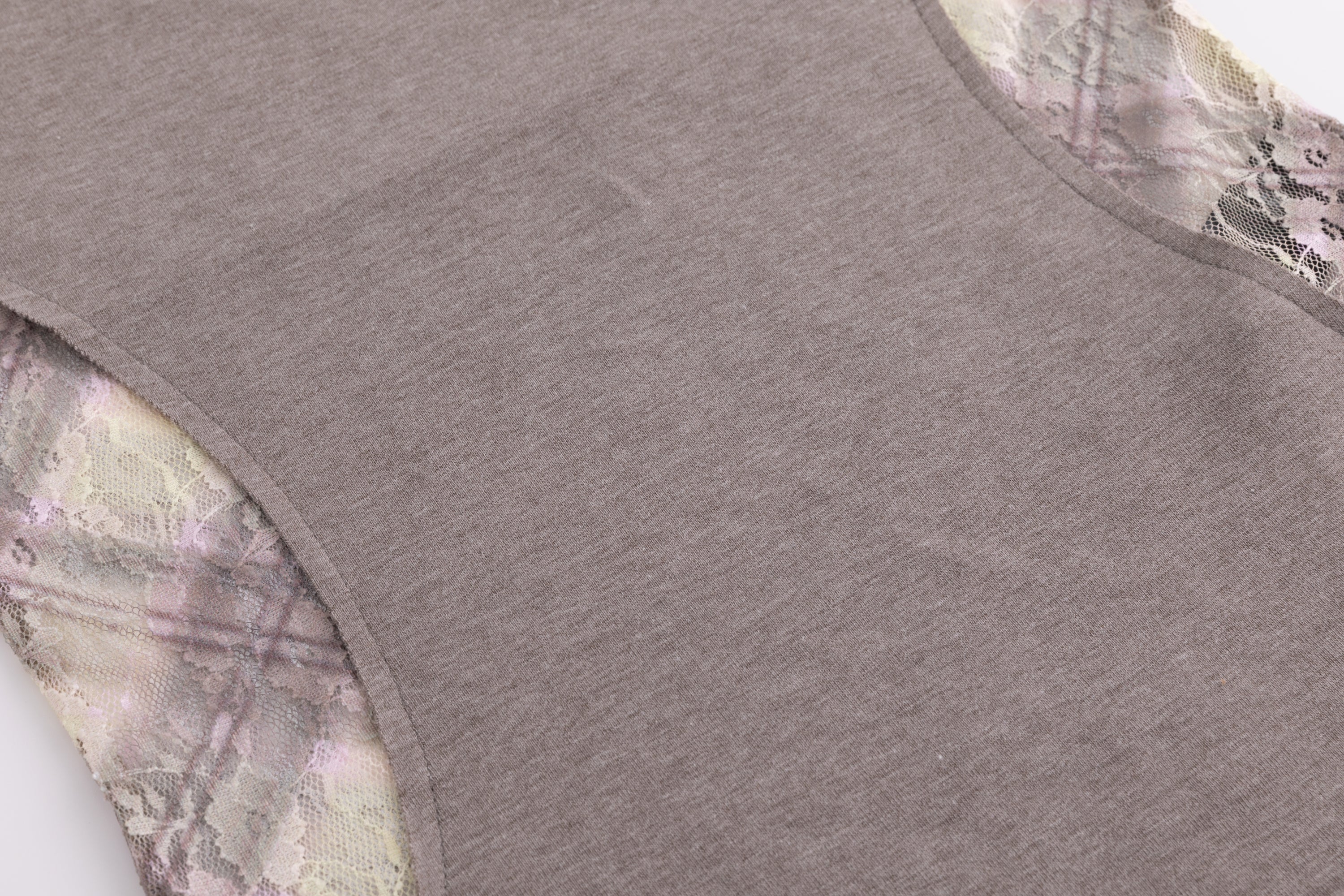 Lace Patch Tshirt Porcelain Plaid Gray