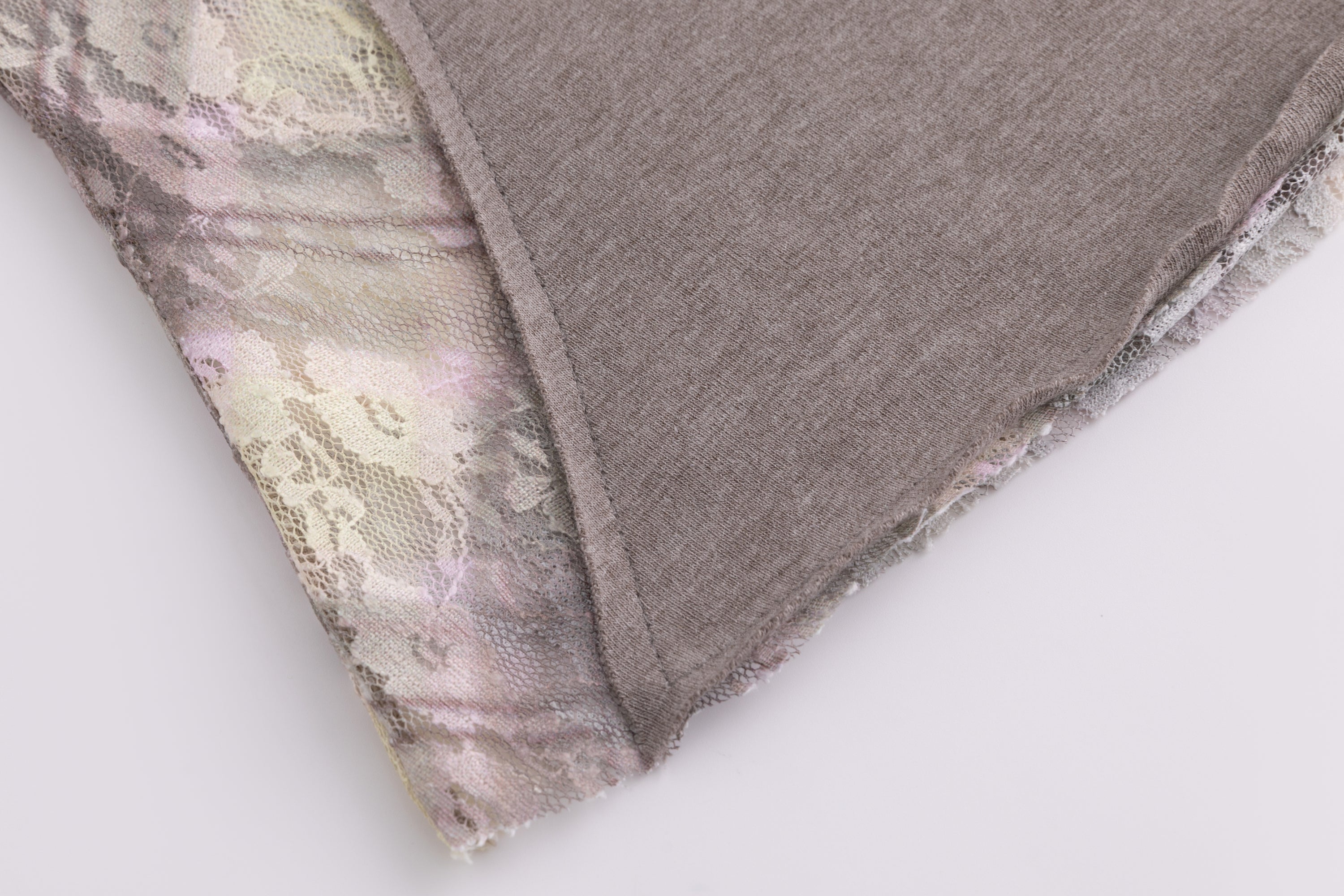 Lace Patch Tshirt Porcelain Plaid Gray