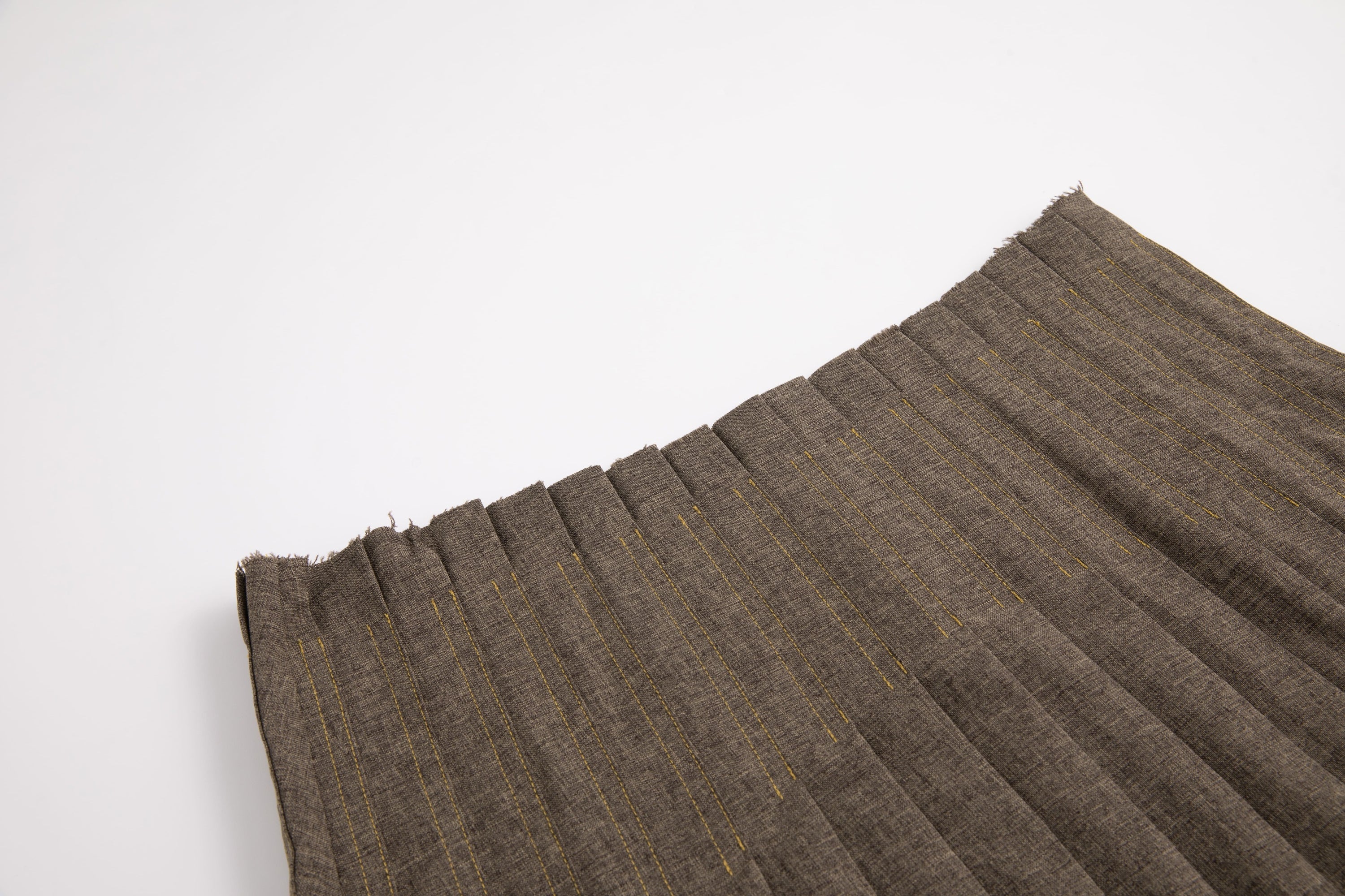 Asymmetrical Pleated Office Skirt 2-Tone Wood