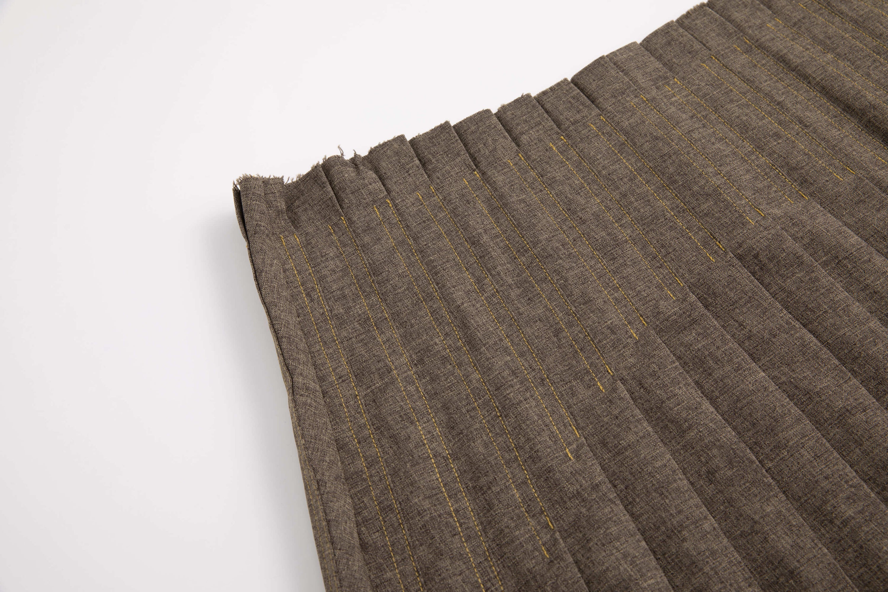 Asymmetrical Pleated Office Skirt 2-Tone Wood