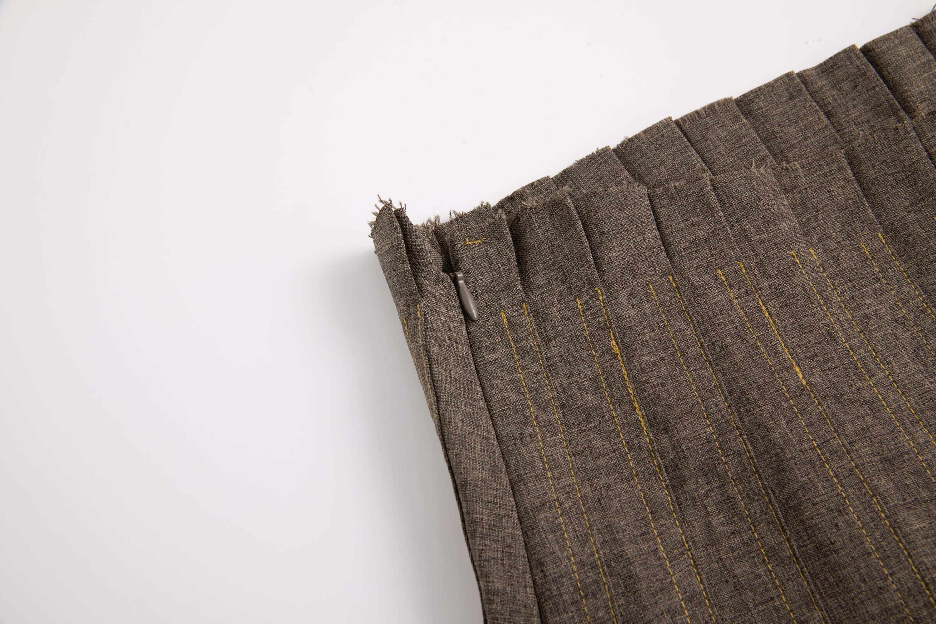 Asymmetrical Pleated Office Skirt 2-Tone Wood