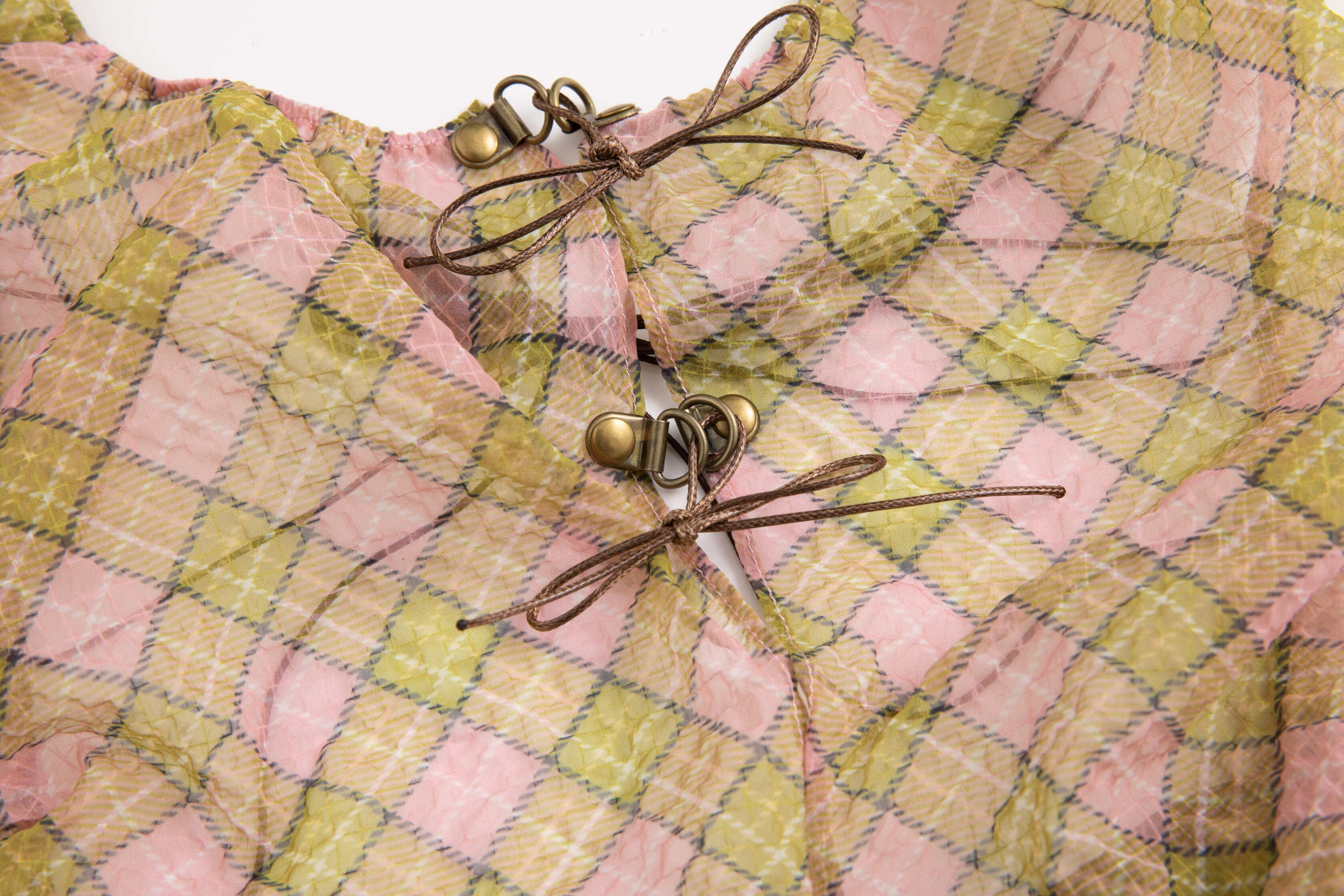 Plaid Puff Chiffon Asymmetrical Dress Fenlü