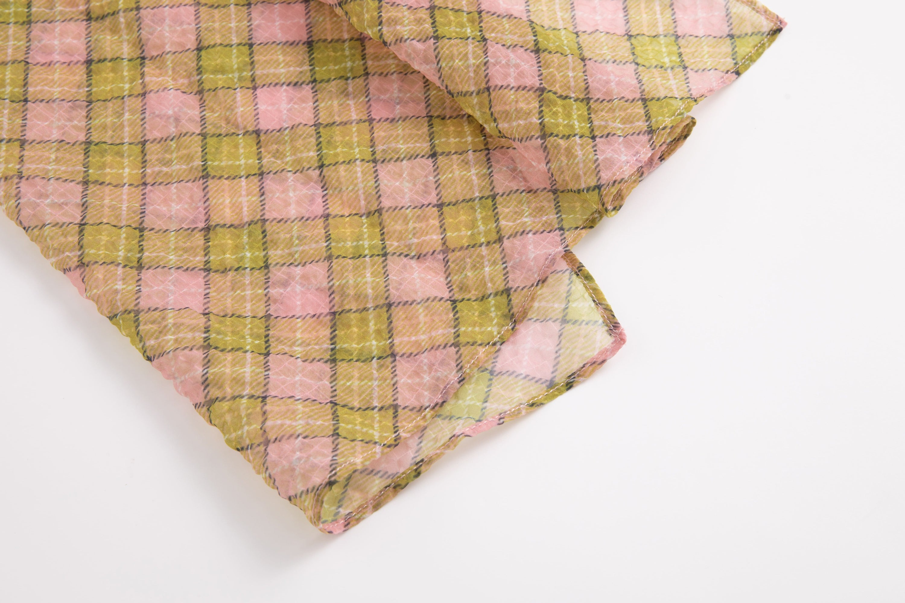 Plaid Puff Chiffon Asymmetrical Dress Fenlü
