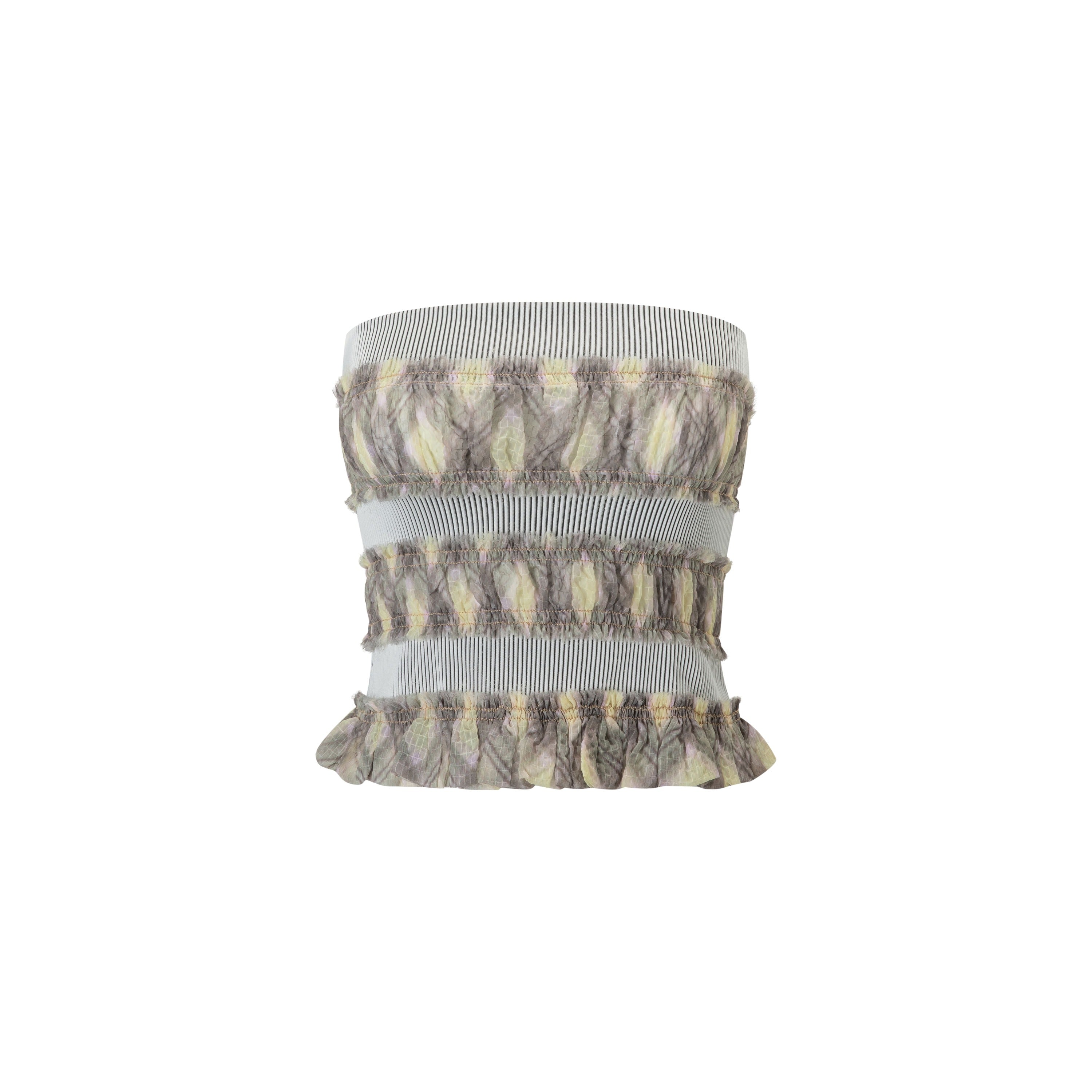 Rib Stripe Mini Tube Top Porcelain Plaid