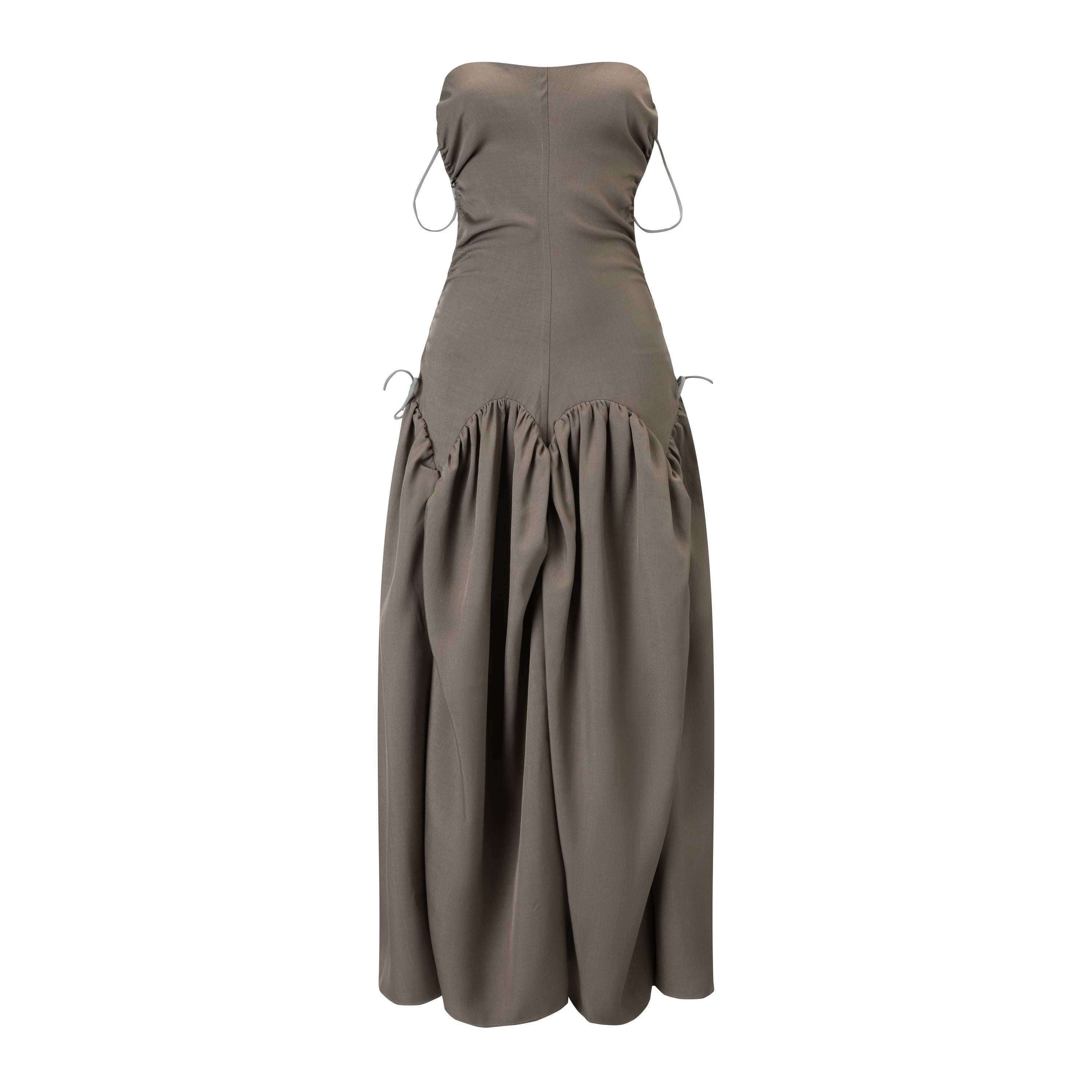Open Back Cami Bubble Maxi Dress Office Grey Suiting
